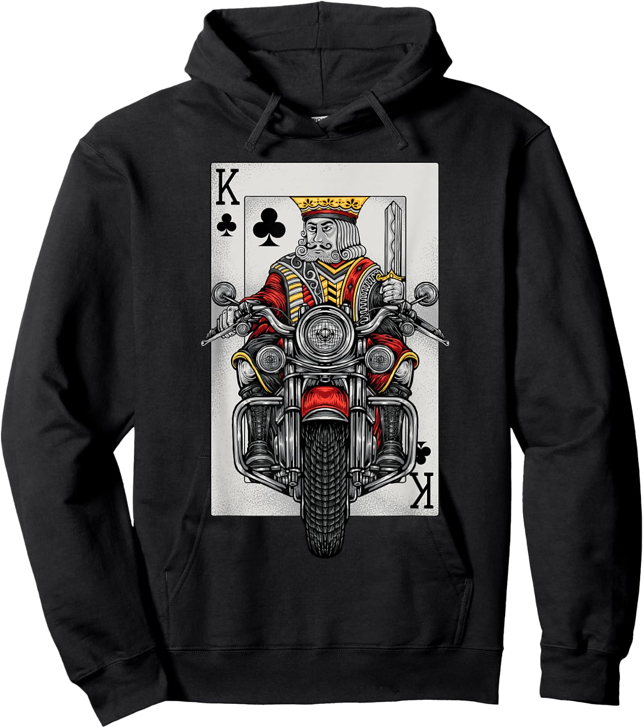 Playing Card King Riding A Road Motorcycle Hoodie - Hoodie | Black