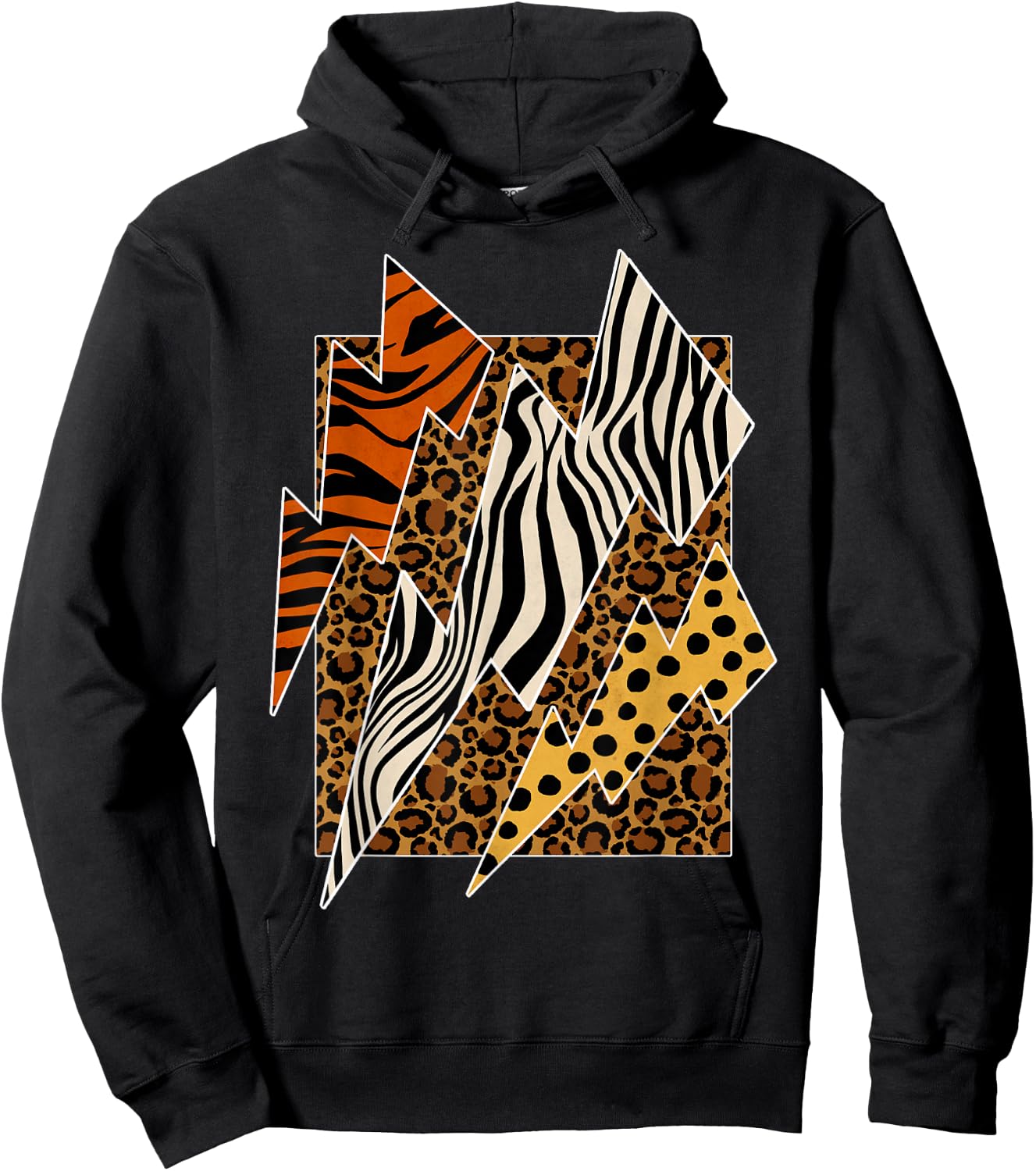 Cheetah Tiger Leopard Zebra Lightning Wild Animal Print Zoo Hoodie - Hoodie | Black