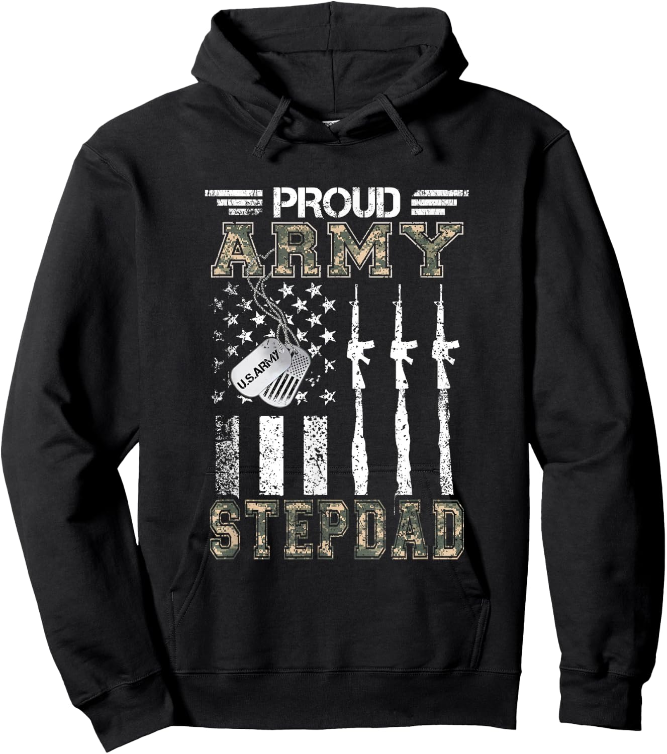 Proud Army Stepdad US Army Stepdad Gifts Army Graduation Hoodie - Hoodie | Black
