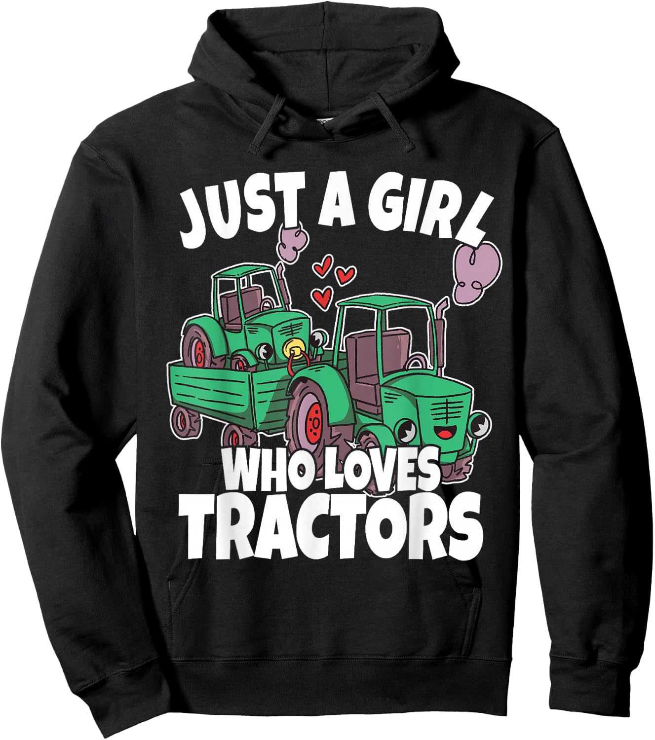 Just A Girl Who Loves Tractors Kids Girls Toddler Hoodie - Hoodie | Black