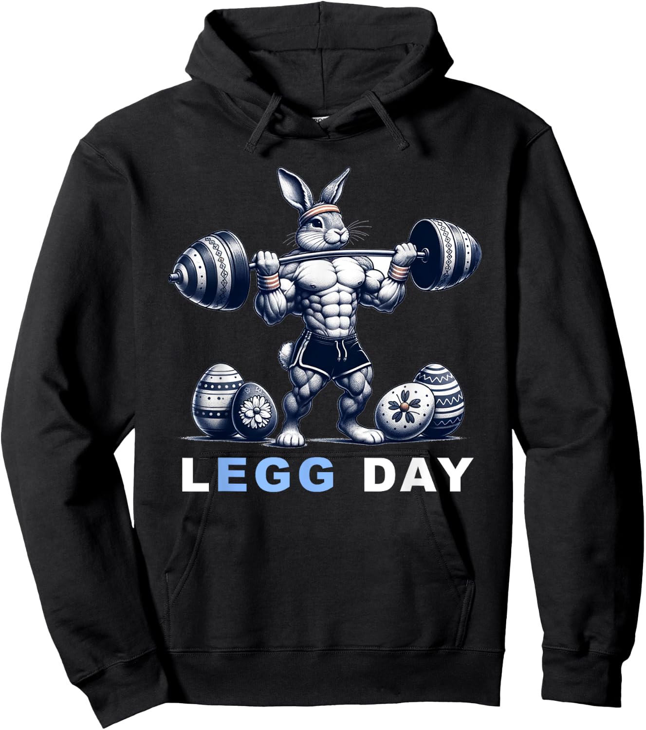 Leg Day Egg Day Easter Workout Gym Lifting Easter Bunny Hoodie - Hoodie | Black