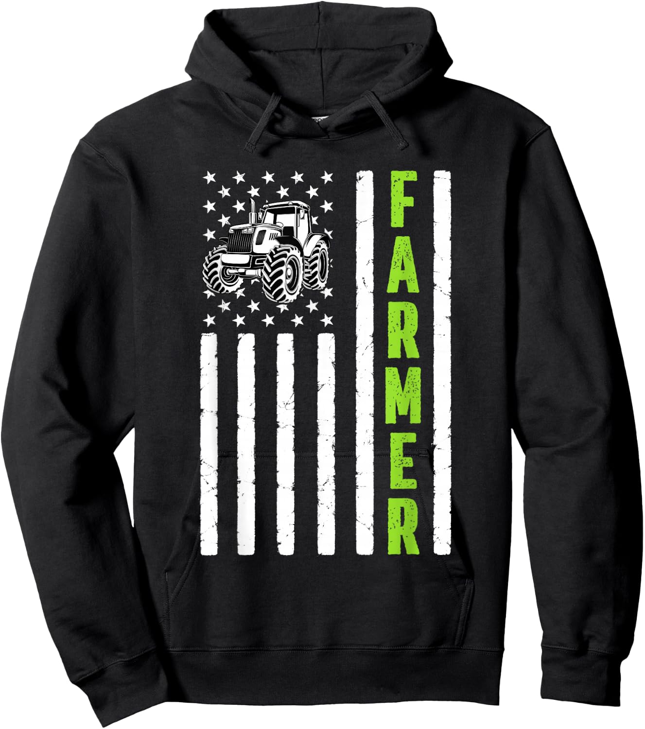Tractor American USA Flag Farm Rancher Farmer Hoodie - Hoodie | Black