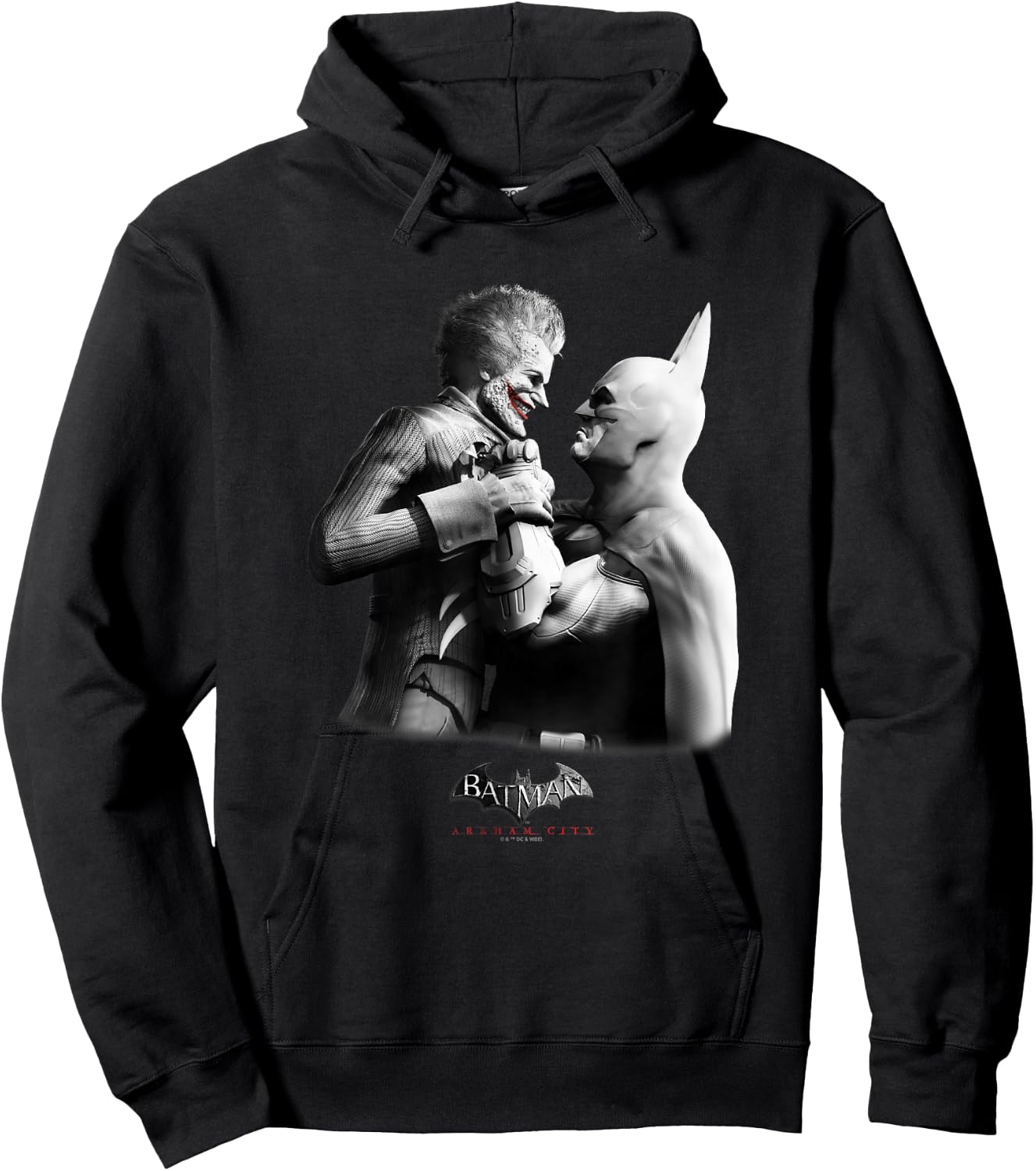 Batman: Arkham City Joker & The Dark Knight Distressed Hoodie - Hoodie | Black