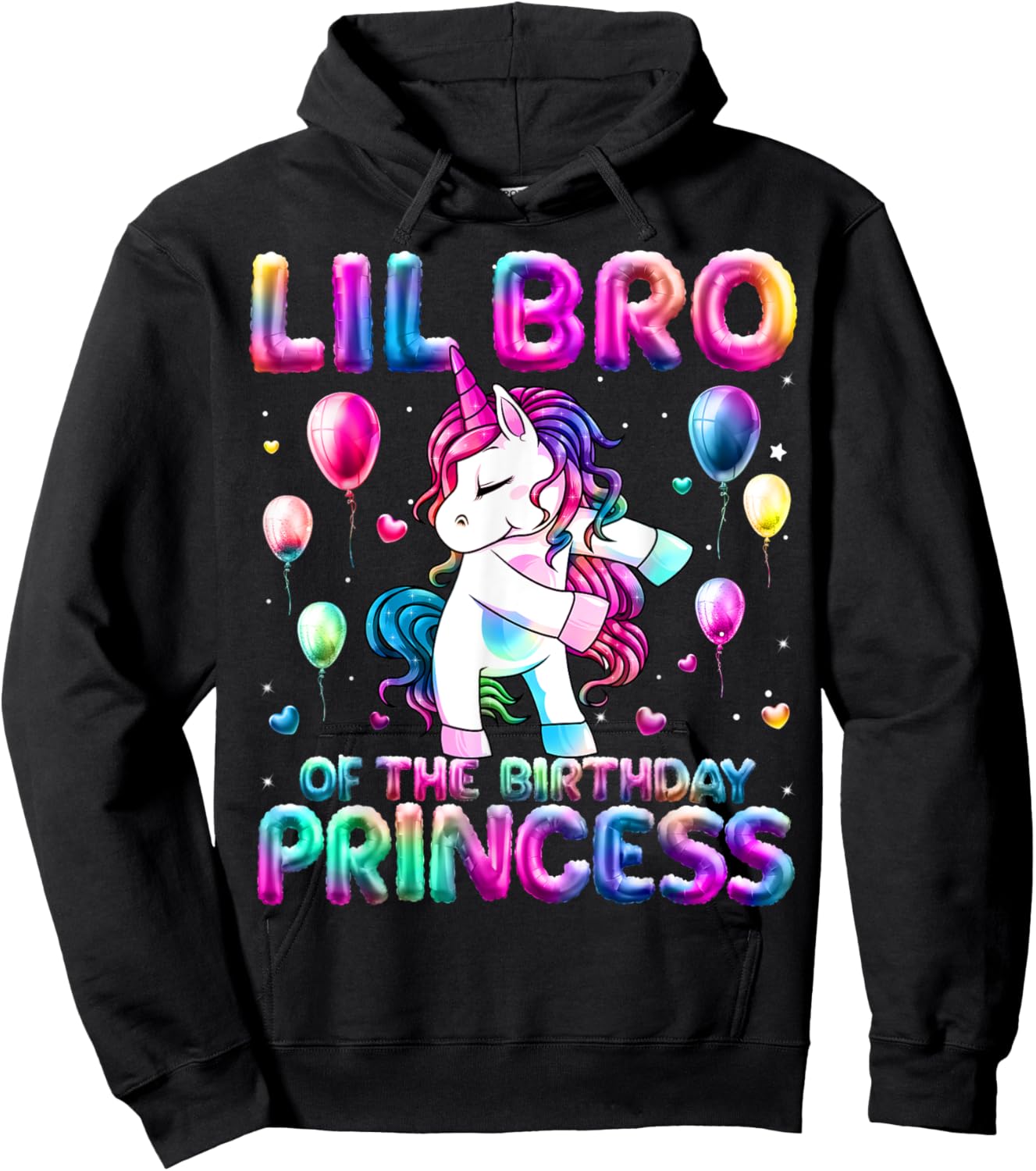 Brother of the Birthday Princess Girl Flossing Unicorn Bro Hoodie - Hoodie | Black