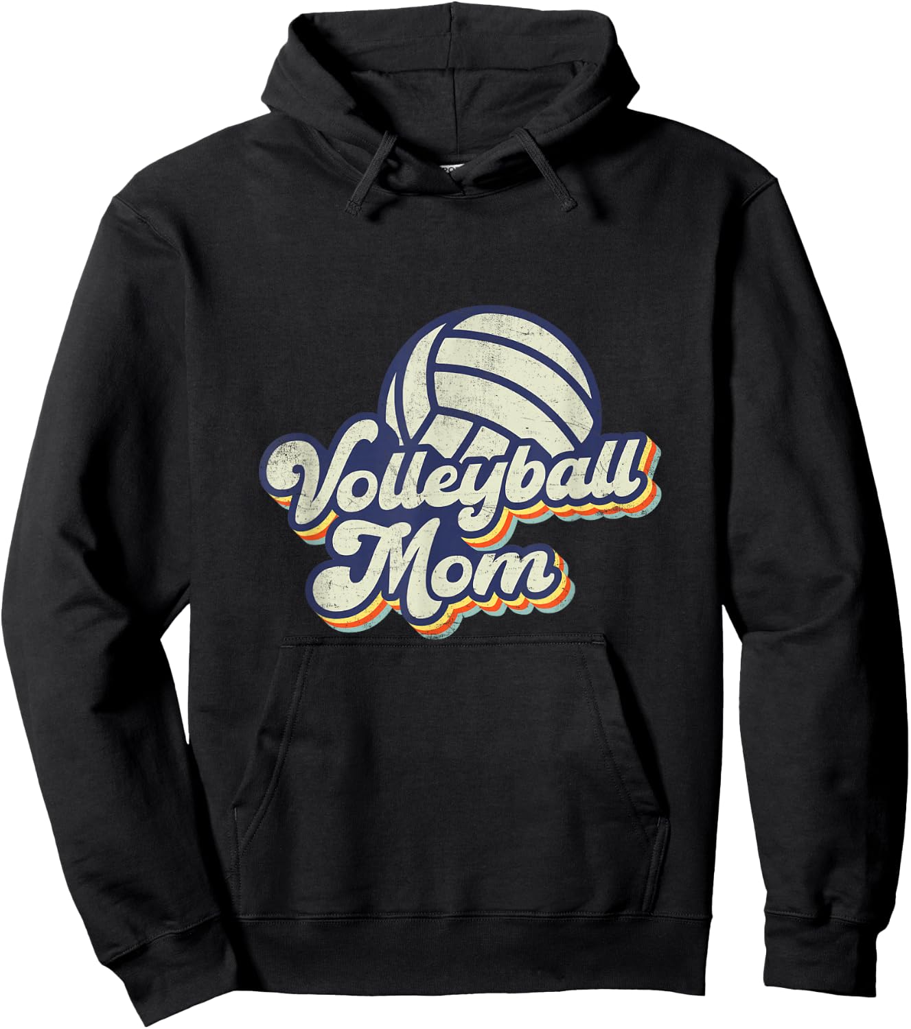 Volleyball Mom Mama Mother's Day Vintage Retro Funny Women Hoodie - Hoodie | Black