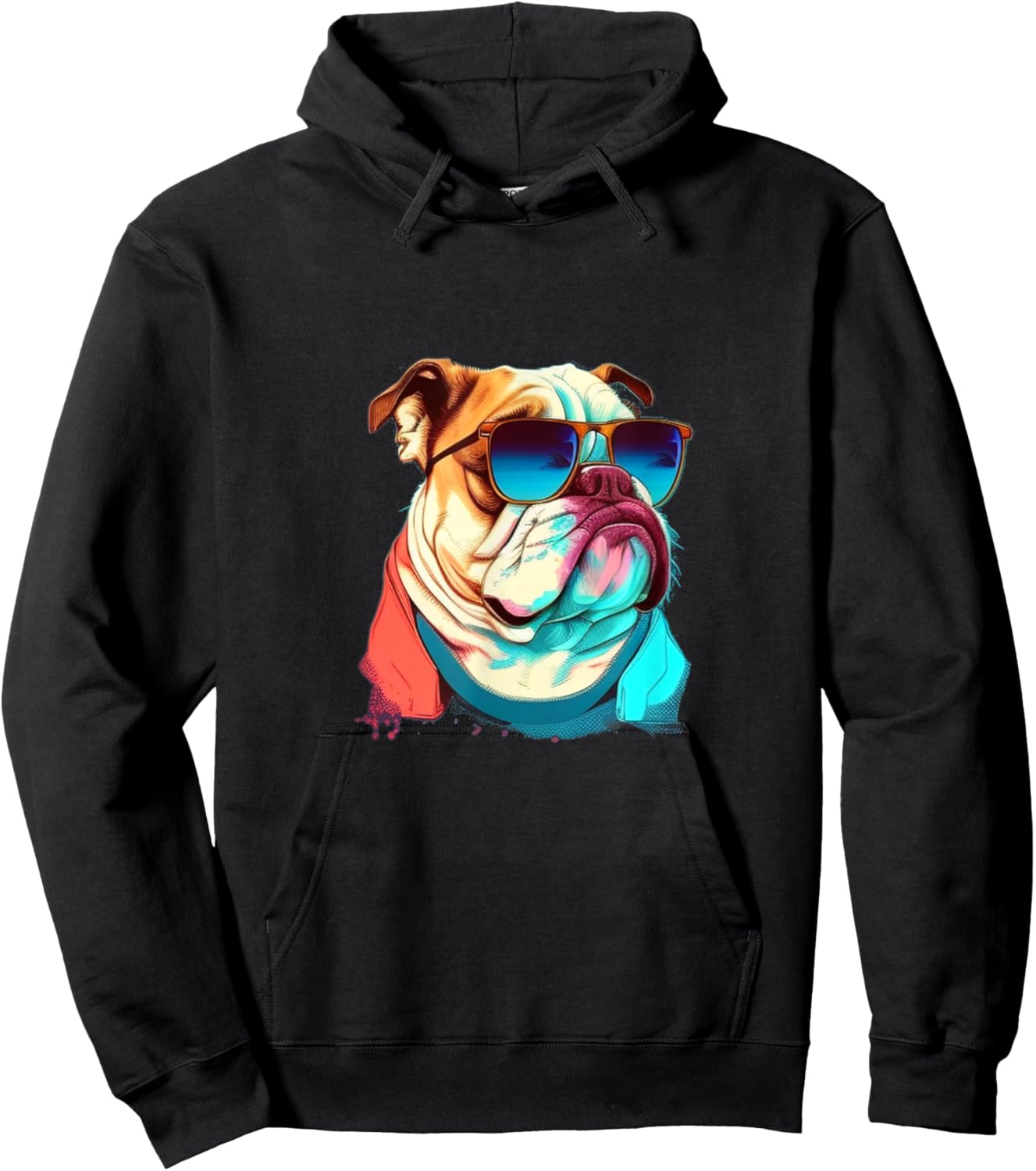 Funny English Bulldog with Sunglasses Hoodie - Hoodie | Black