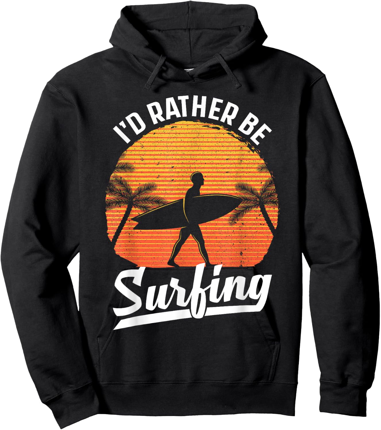 Cool Surf Art Women Surfing Retro Surfer Sunset Hoodie - Hoodie | Black