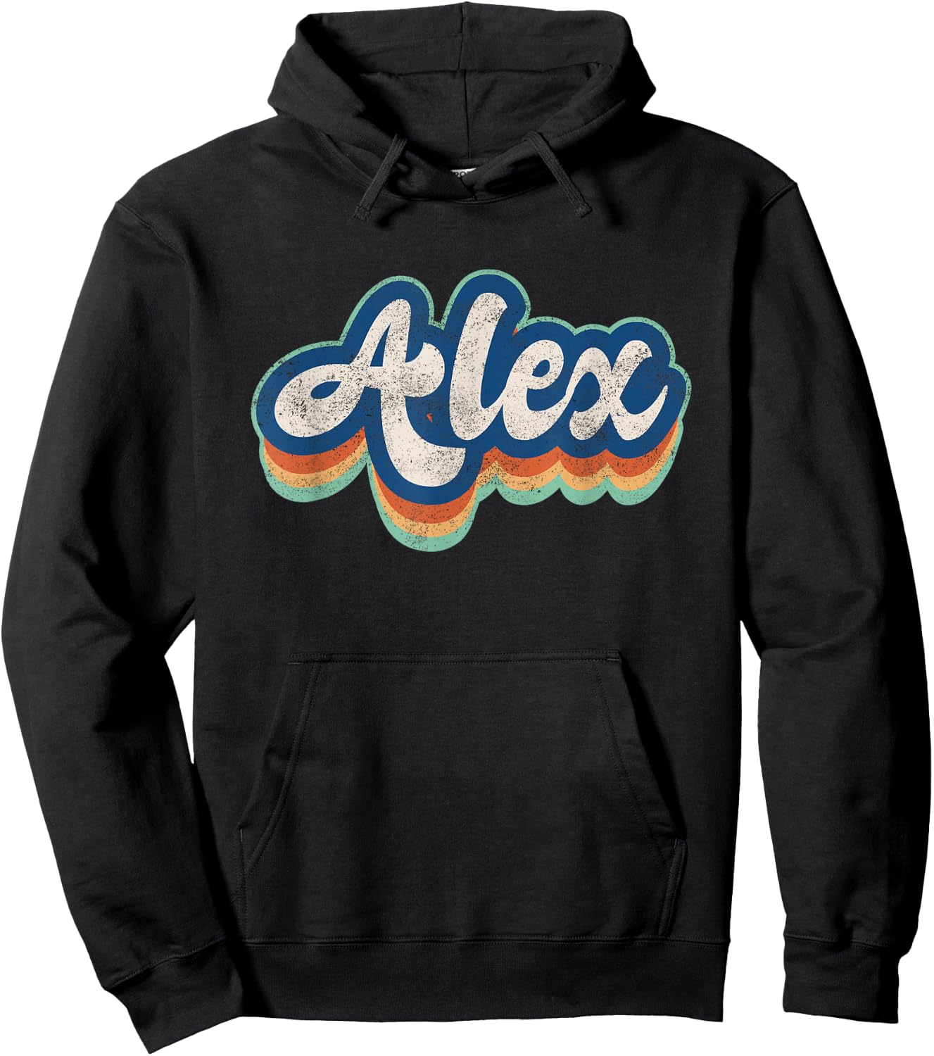 Alex First Name Boy Vintage Style 70s 80s Personalized Hoodie - Hoodie | Black