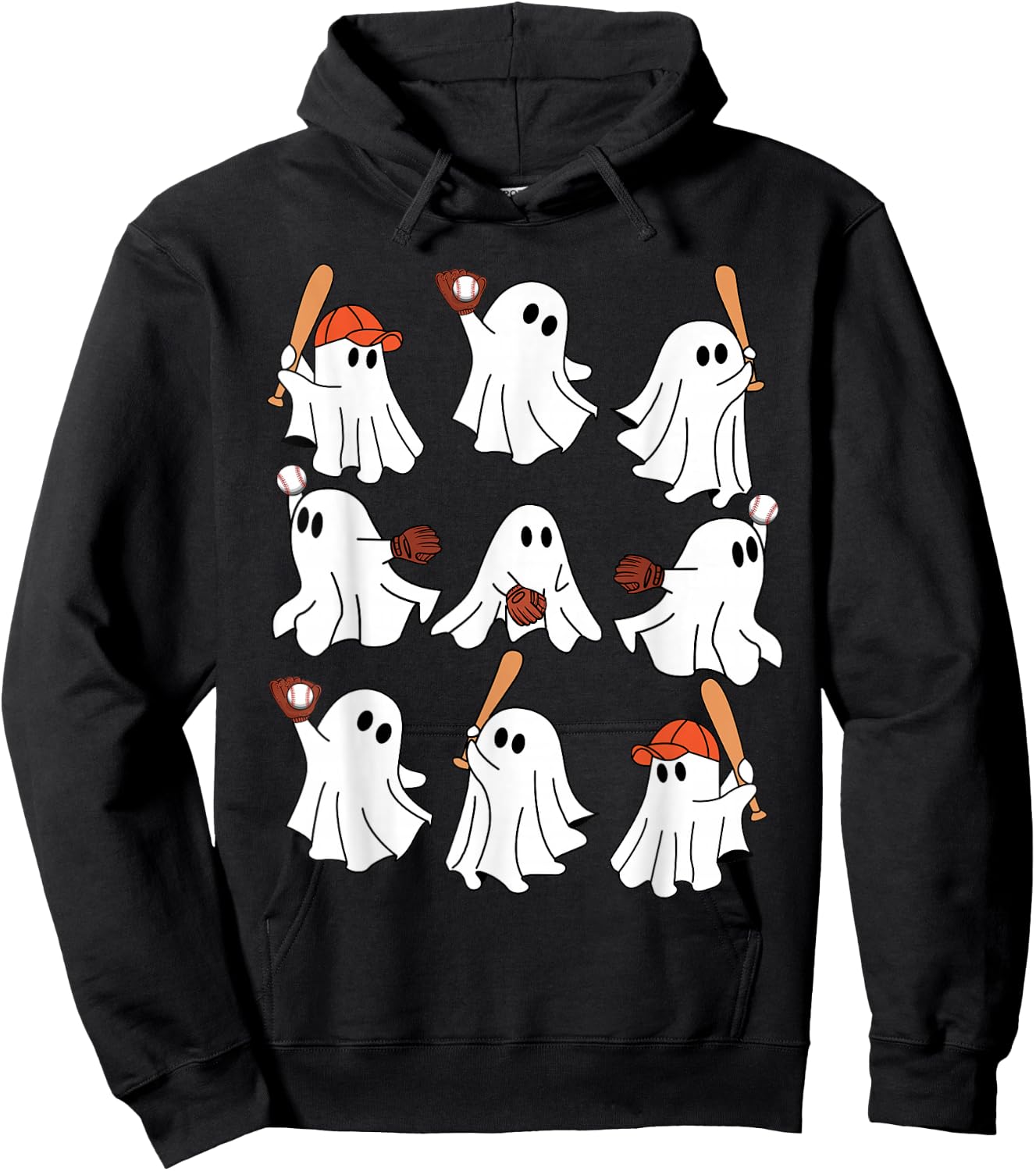Boo Ghost Halloween Baseball Happy Halloween Baseball Lover Hoodie - Hoodie | Black