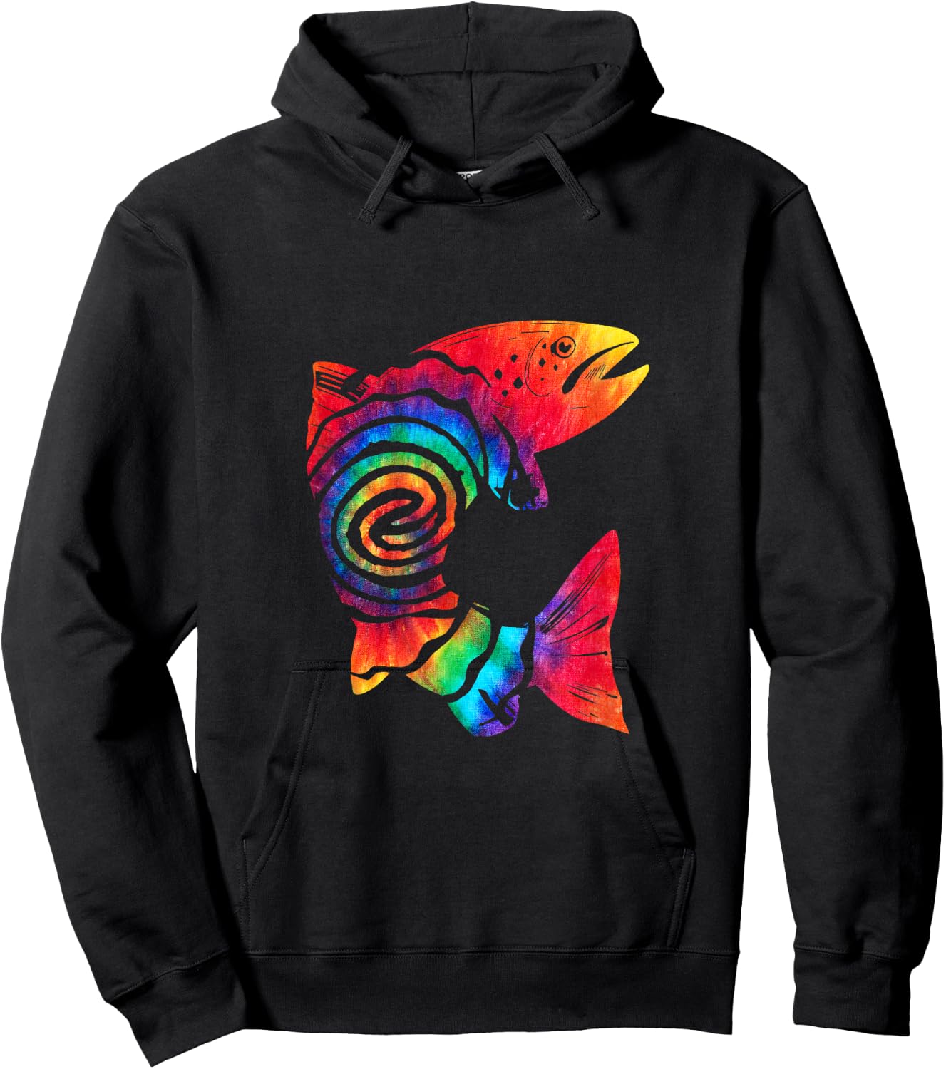 Trout Fish Tie Dye Vintage Trout Fishing Lover Hoodie - Hoodie | Black