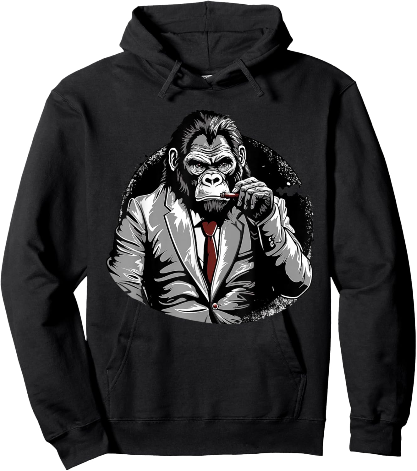 Gorilla In Suit Smoking Cigar Monkey Ape Wildlife Artwork Hoodie - Hoodie | Black