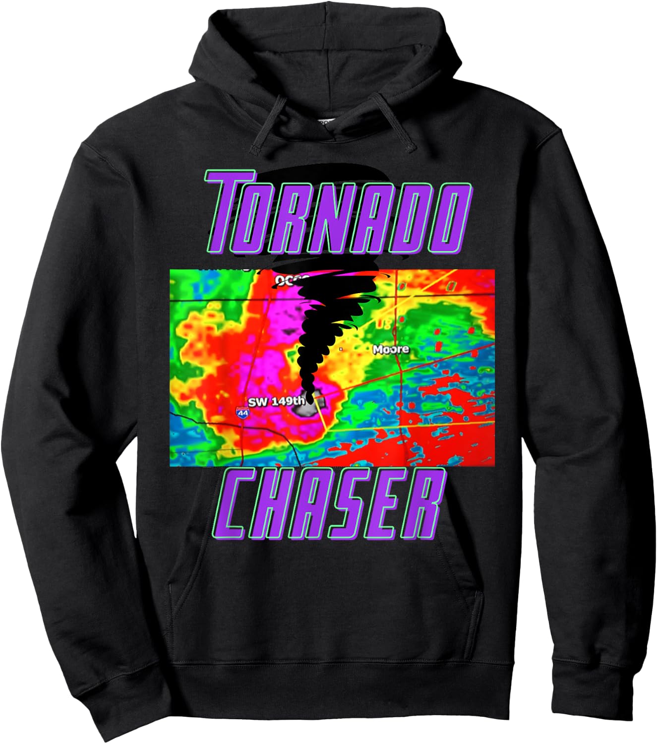 Tornado Hunter Storm Chaser Chasing Tornados F-5 Map Hoodie - Hoodie | Black