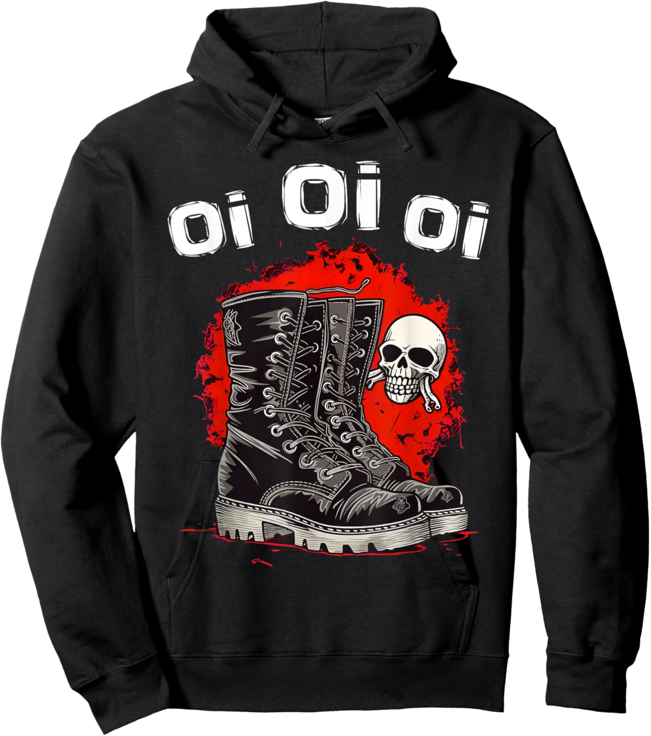 Oi Punk Music With Skinhead Combat Boots Punk Rock Oi Hoodie - Hoodie | Black