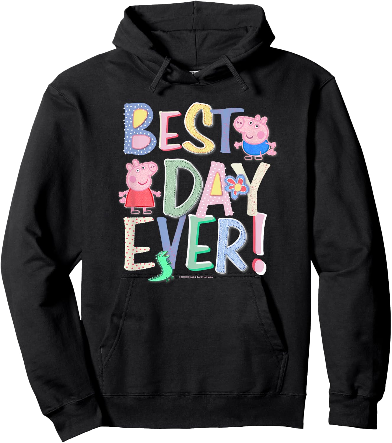 Peppa Pig Best Day Ever Colorful Font Patterns Hoodie - Hoodie | Black