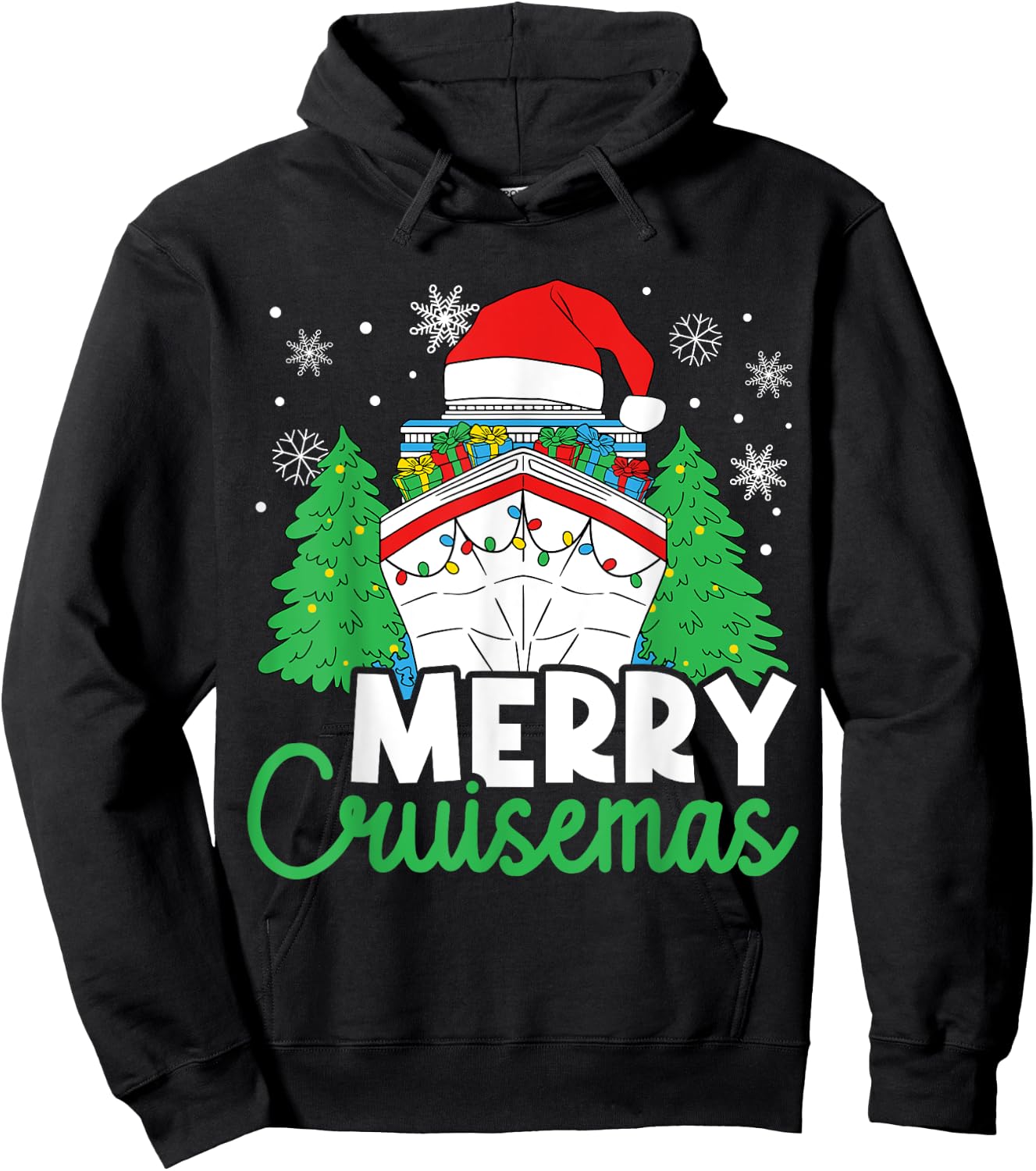 Merry Cruisemas Funny Christmas Family Cruise Ship Vacation Hoodie - Hoodie | Black