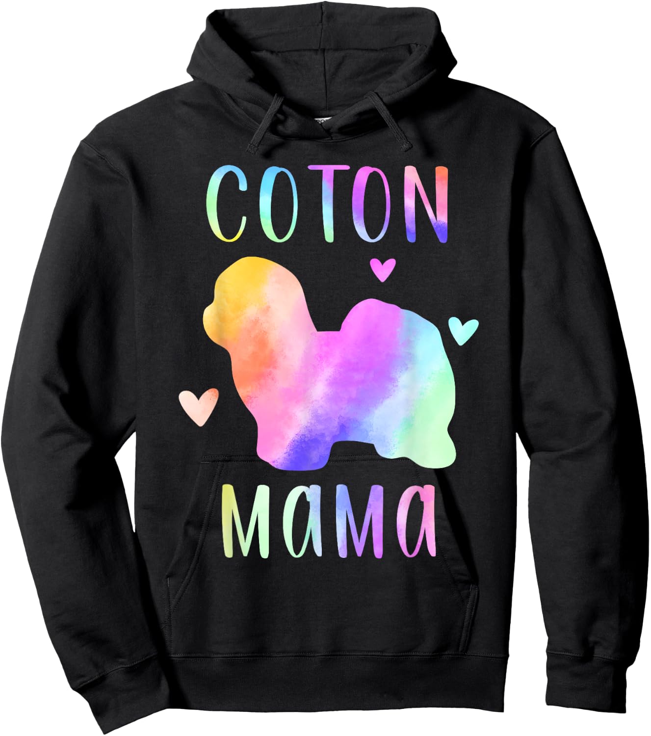 Coton Mama Coton de Tulear Mom Rainbow Watercolor Hoodie - Hoodie | Black