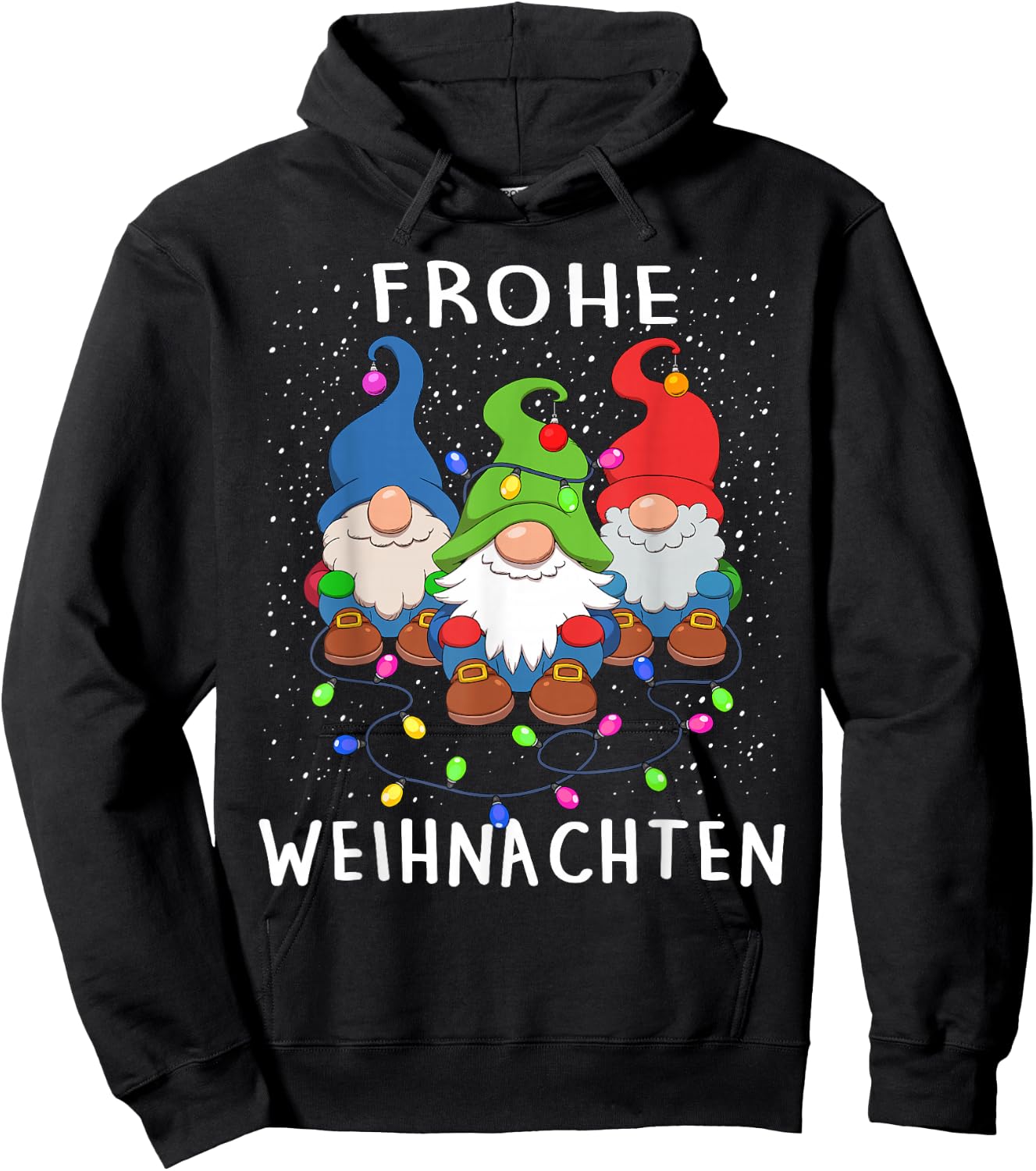Funny Gnomes Merry Christmas Frohe Weihnachten Hoodie - Hoodie | Black