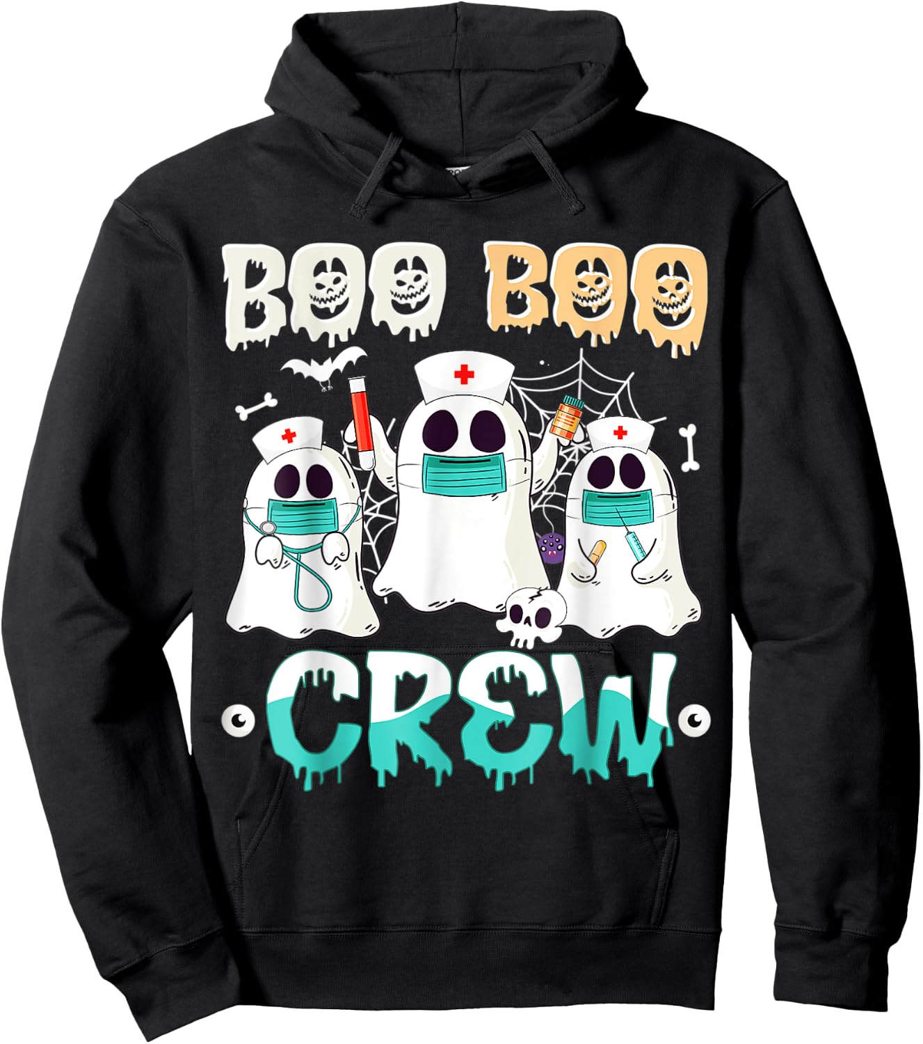 Boo boo Crew Nurse Halloween Ghost Costume Matching Hoodie - Hoodie | Black