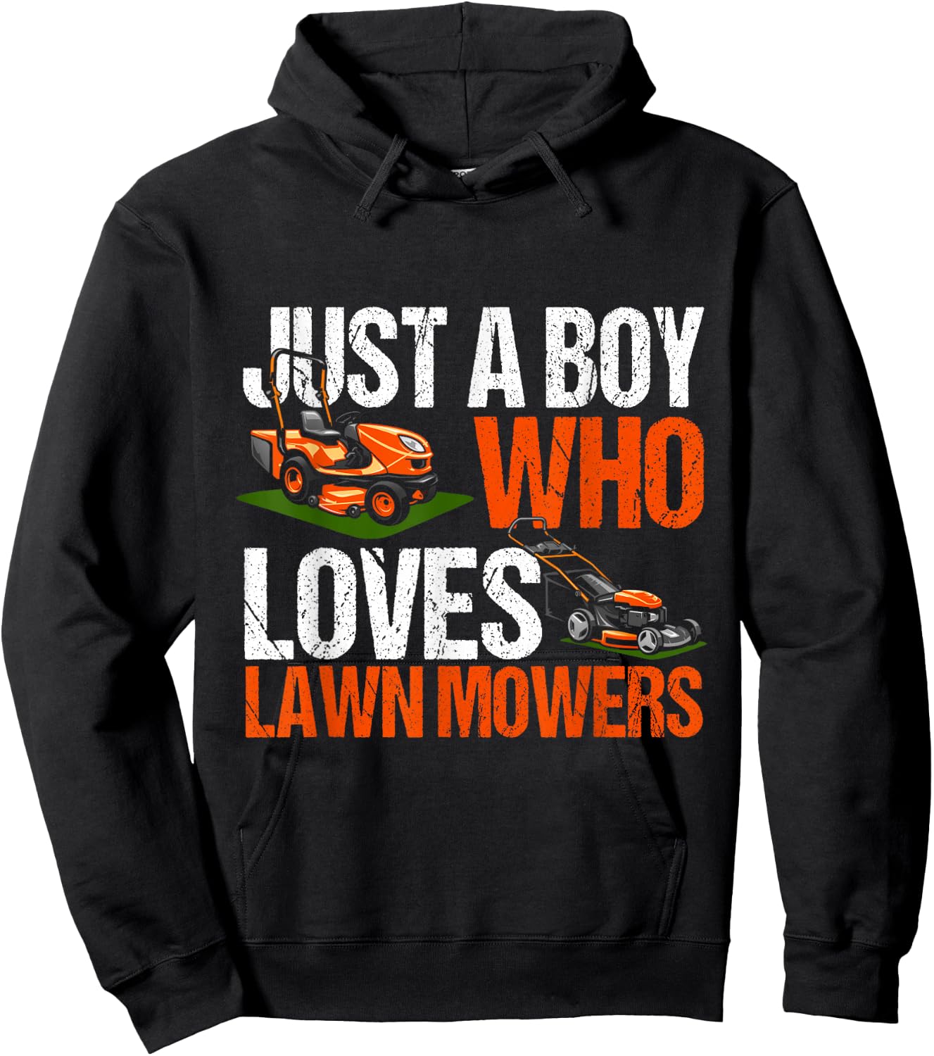 Just a Boy Who Loves Lawn Mowers Lawn Mowing Lover for Kids Hoodie - Hoodie | Black