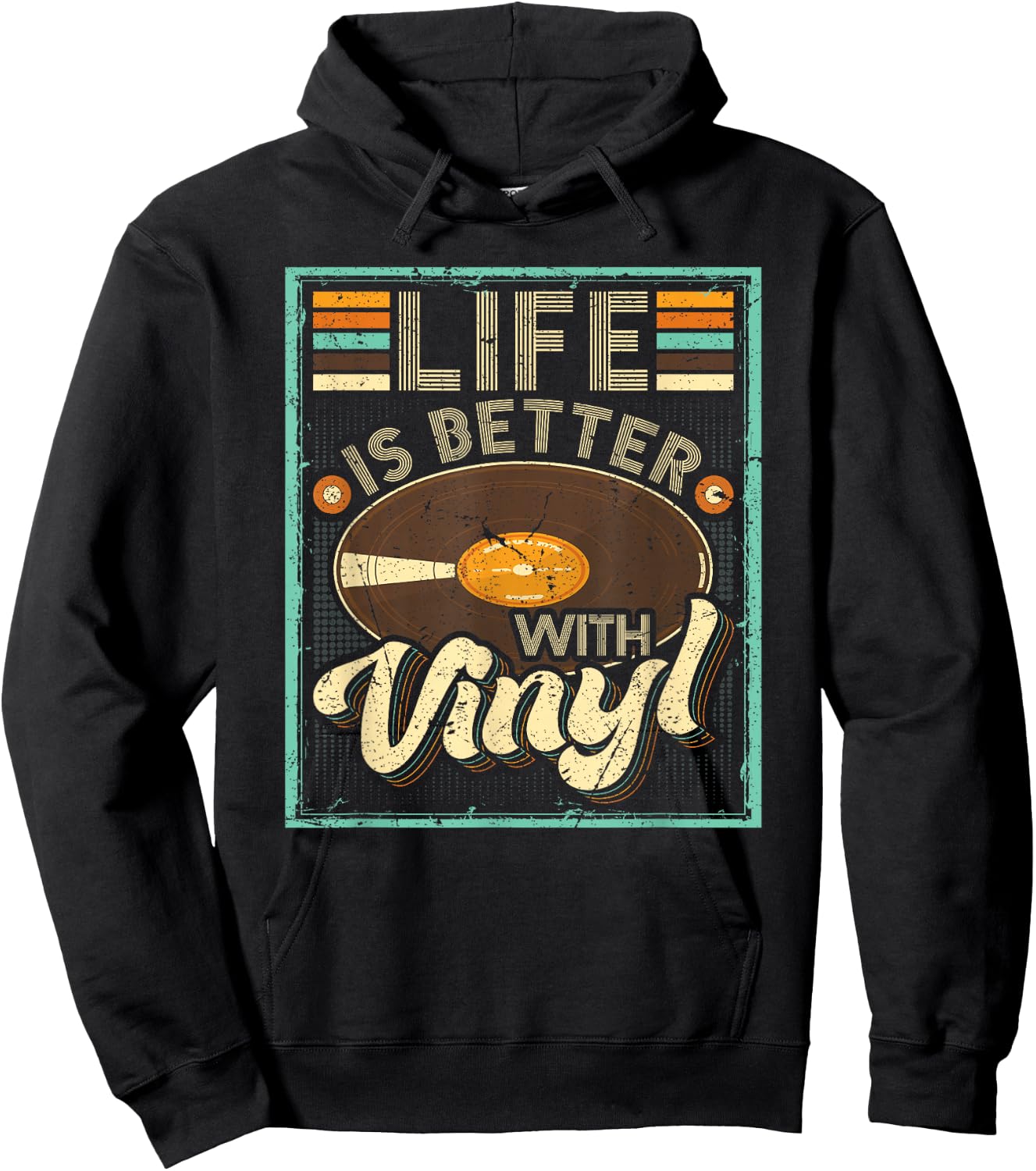 Life Is Better With Vinyl Retro Vinyl Record Album Lover Hoodie - Hoodie | Black
