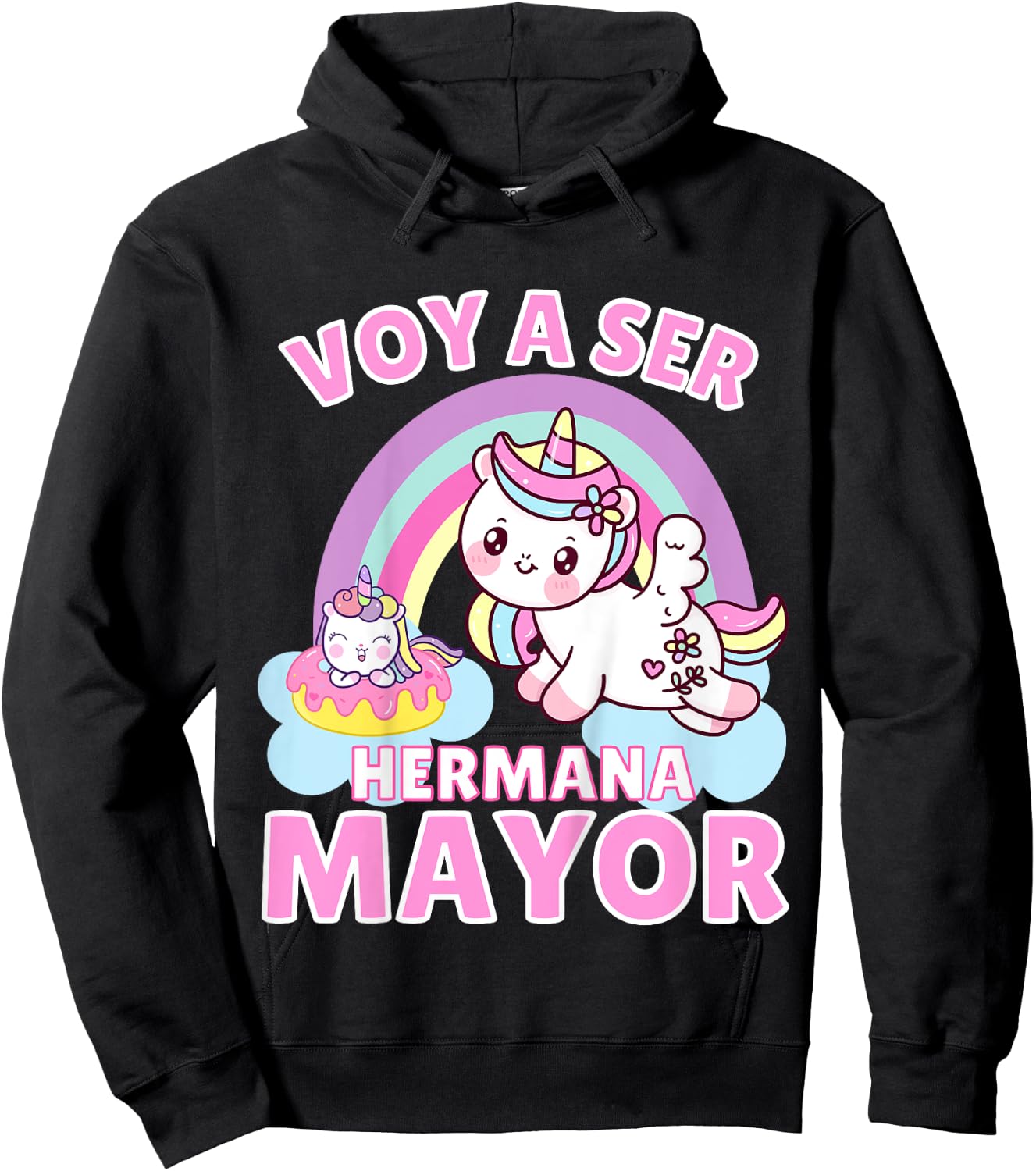 Hermana Mayor Unicornios, Voy A Ser Hermana Mayor Hoodie - Hoodie | Black