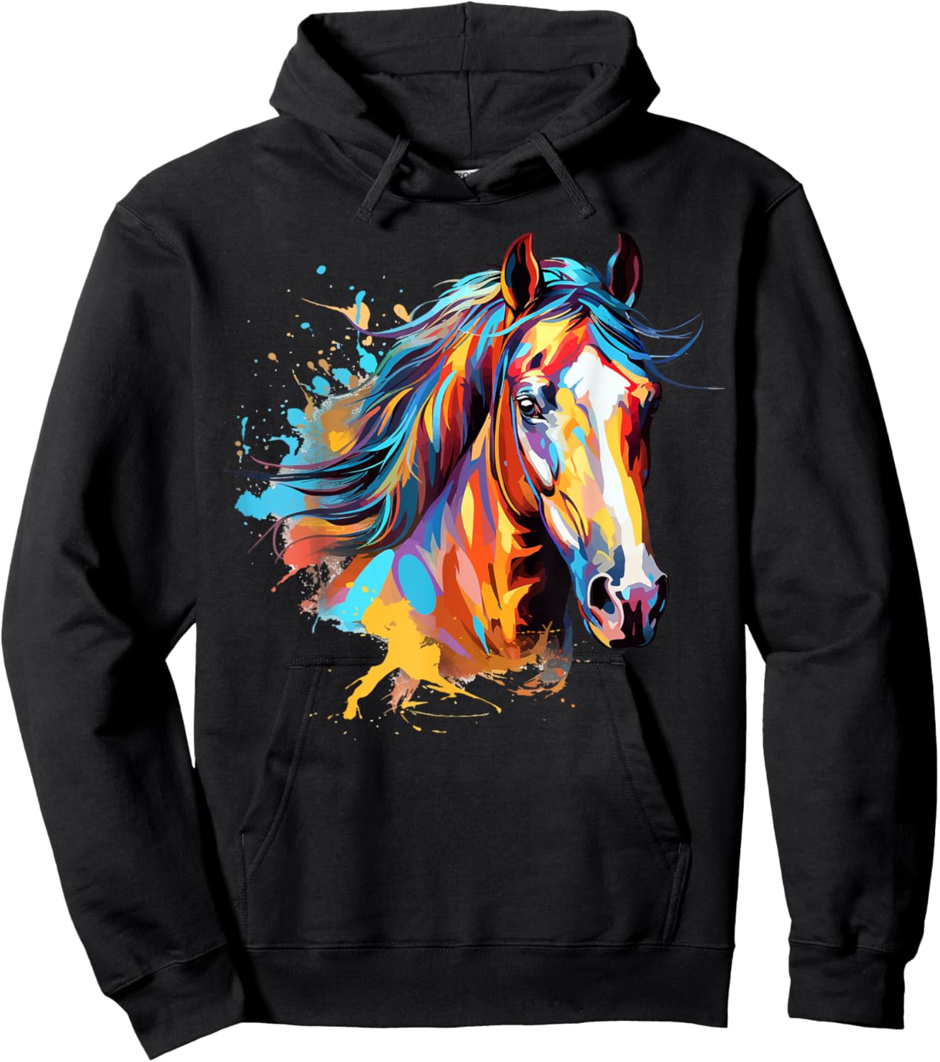 Colorful Splash Art Thoroughbred Horse Lover Hoodie - Hoodie | Black