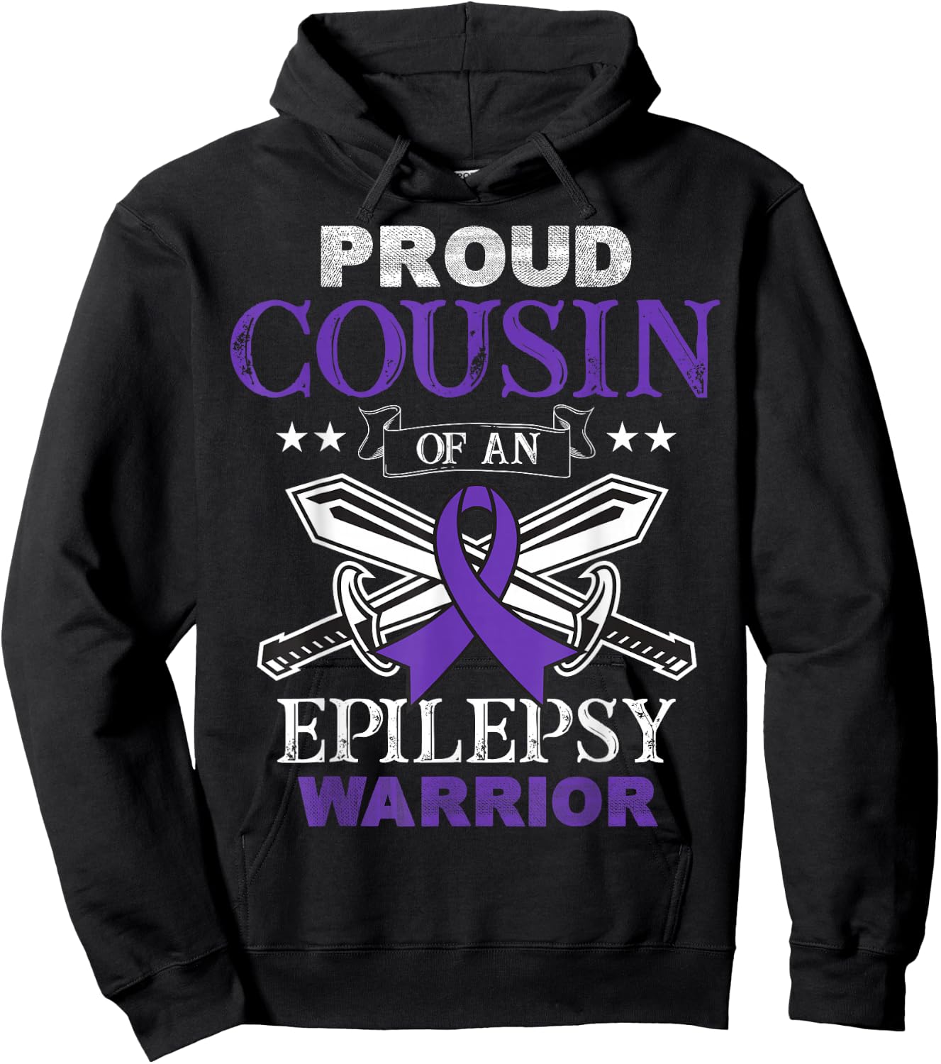 Proud Cousin Of An Epilepsy Warrior Family Matching Party Hoodie - Hoodie | Black
