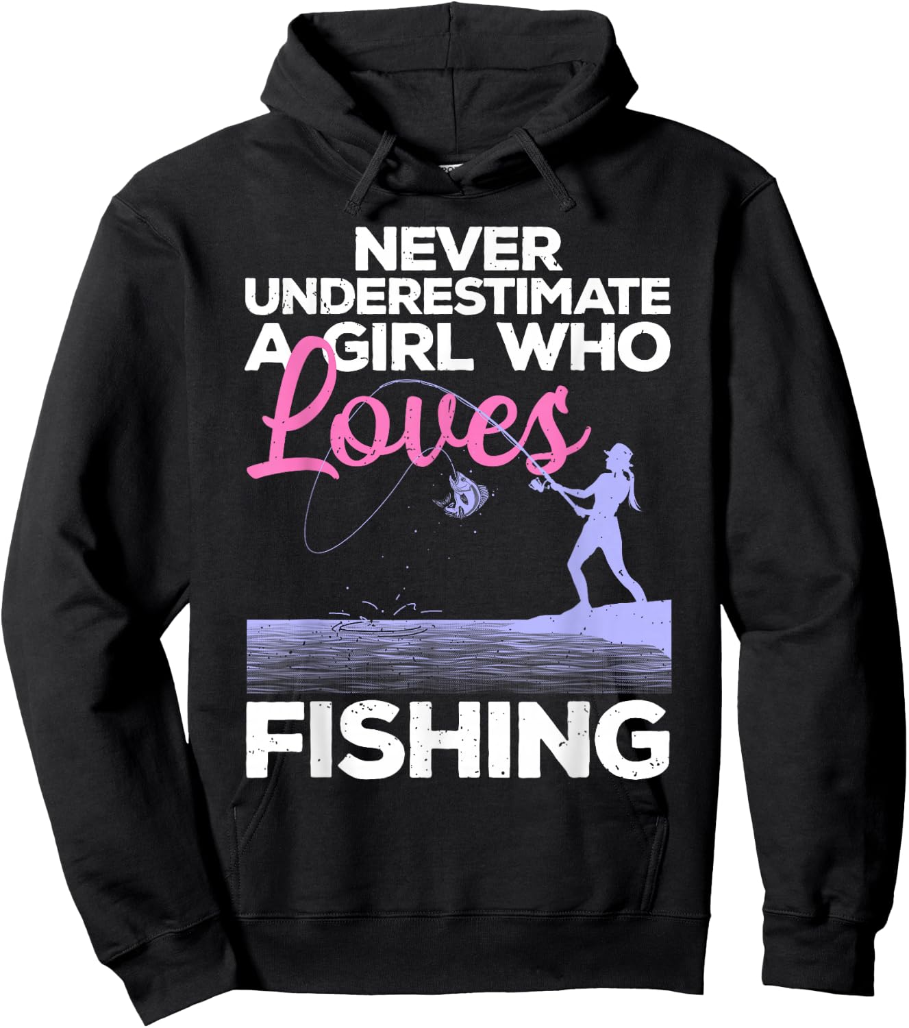 Cool Fishing Girls Fisherman Fish Lure Saltwater Small Hoodie - Hoodie | Black