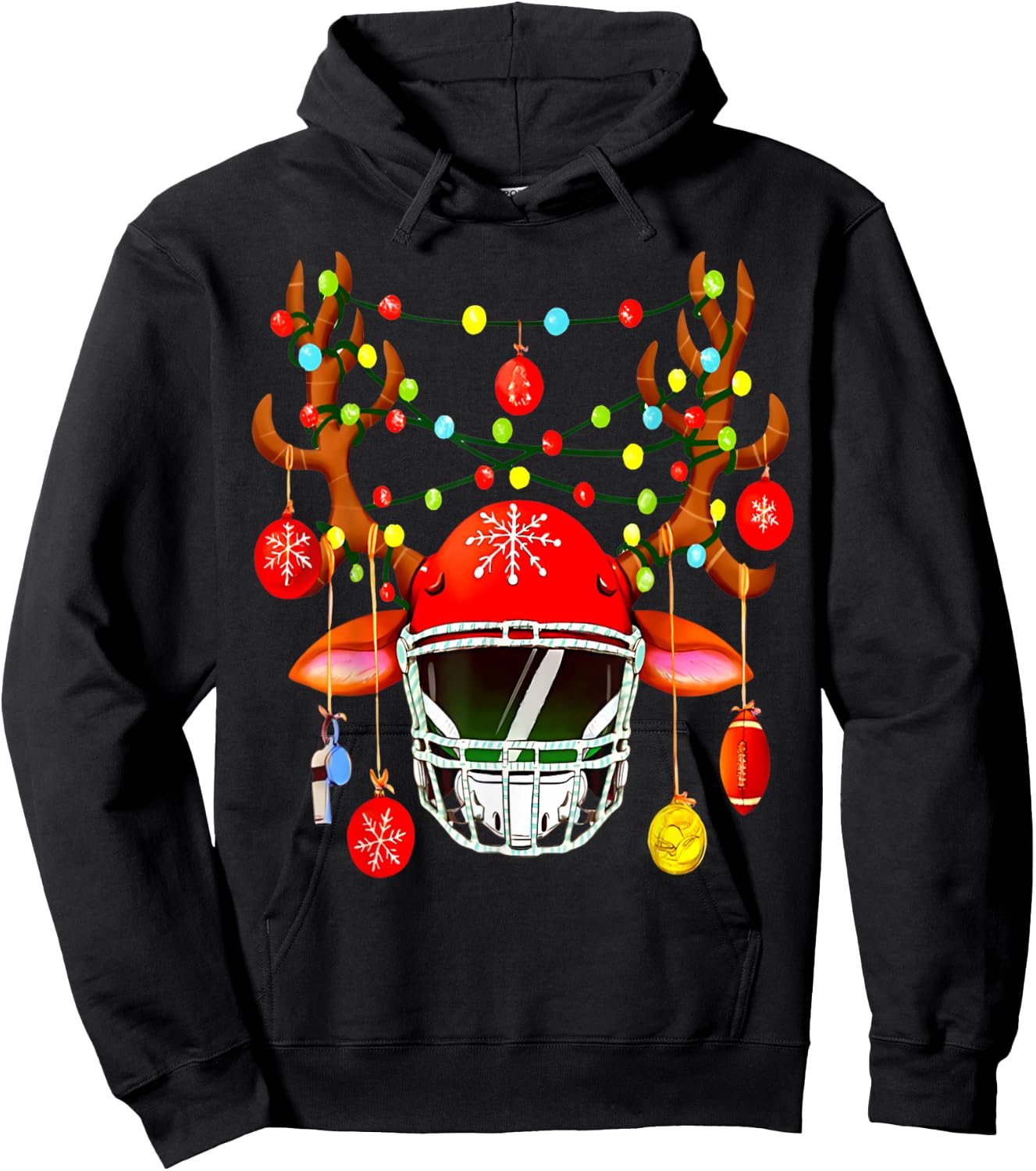 Christmas Football Santa Hat Sports Xmas Team Lovers Holiday Hoodie - Hoodie | Black