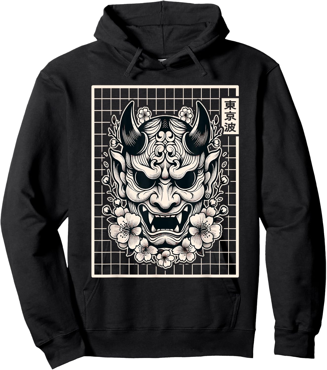 Japanese Devil Hannya Japanese Demon Oni Mask Yokai Oni Mask Hoodie - Hoodie | Black
