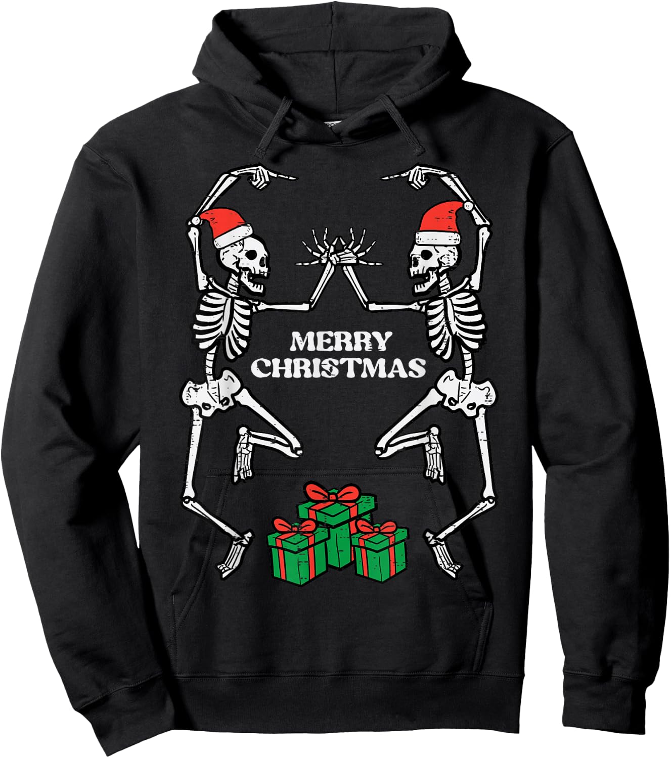 Merry Christmas Dancing Skeletons Funny Xmas Men Women Kids Hoodie - Hoodie | Black