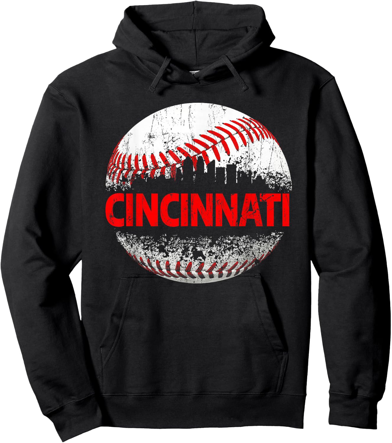 Cincinnati Souvenir Baseball City Downtown I Love Cincinnati Hoodie - Hoodie | Black