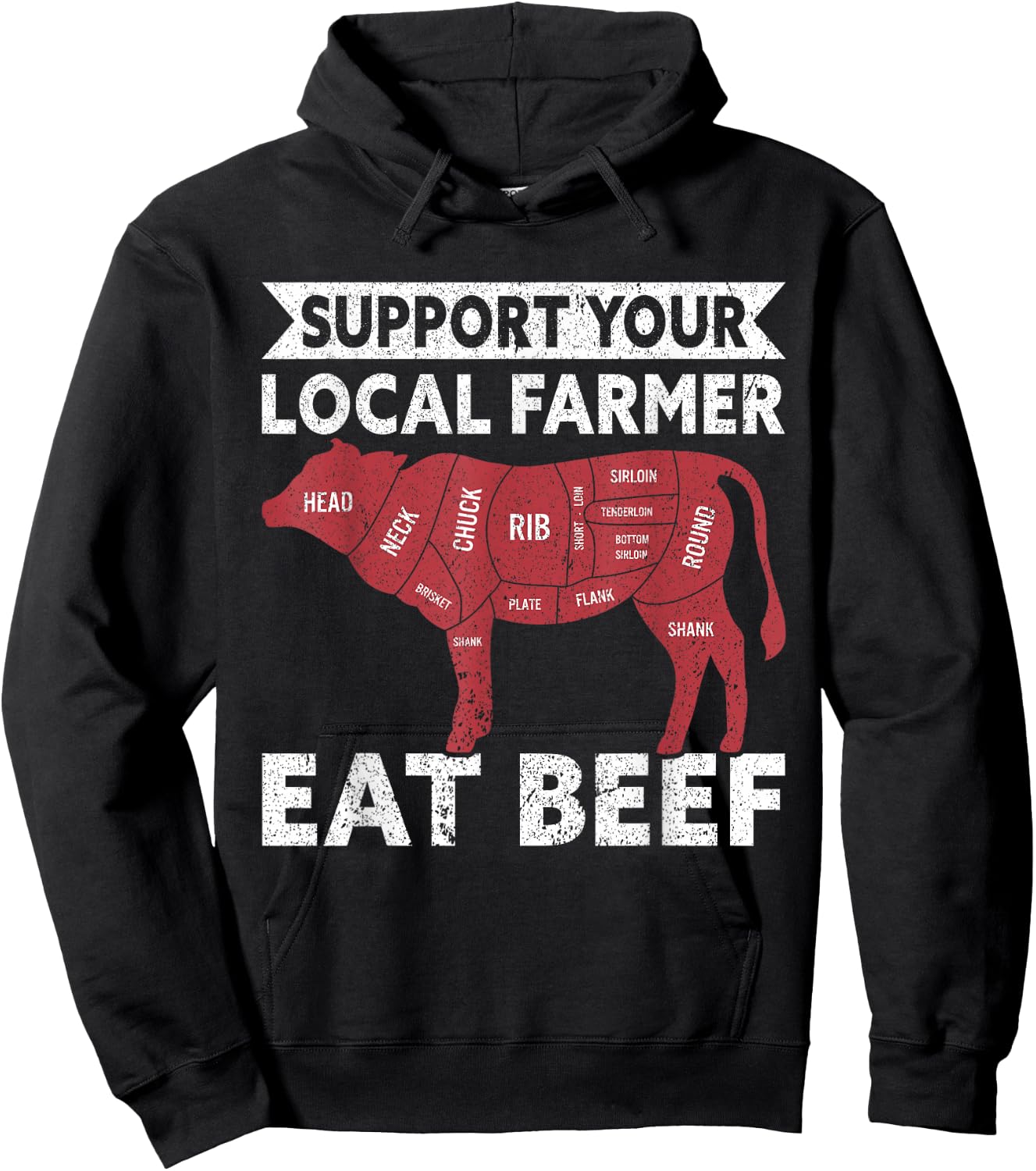 Support Your Local Farmer Eat Beef Lover Funny Cattle Farmer Hoodie - Hoodie | Black