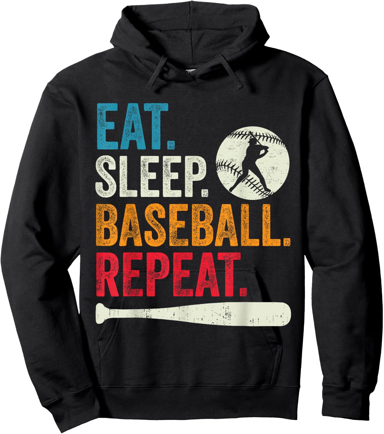 Eat Sleep Baseball Repeat Kids Baseball Player Boys Vintage Hoodie - Hoodie | Black