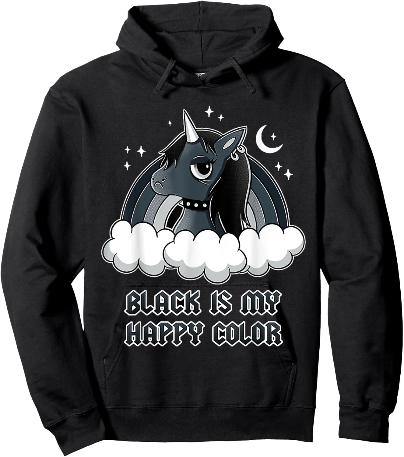 Unicorn Gothic Black is my happy color Hoodie - Hoodie | Black
