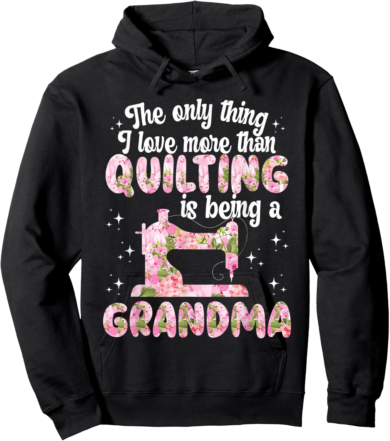 Quilting grandma funny quilter granny sewing quilt Hoodie - Hoodie | Black