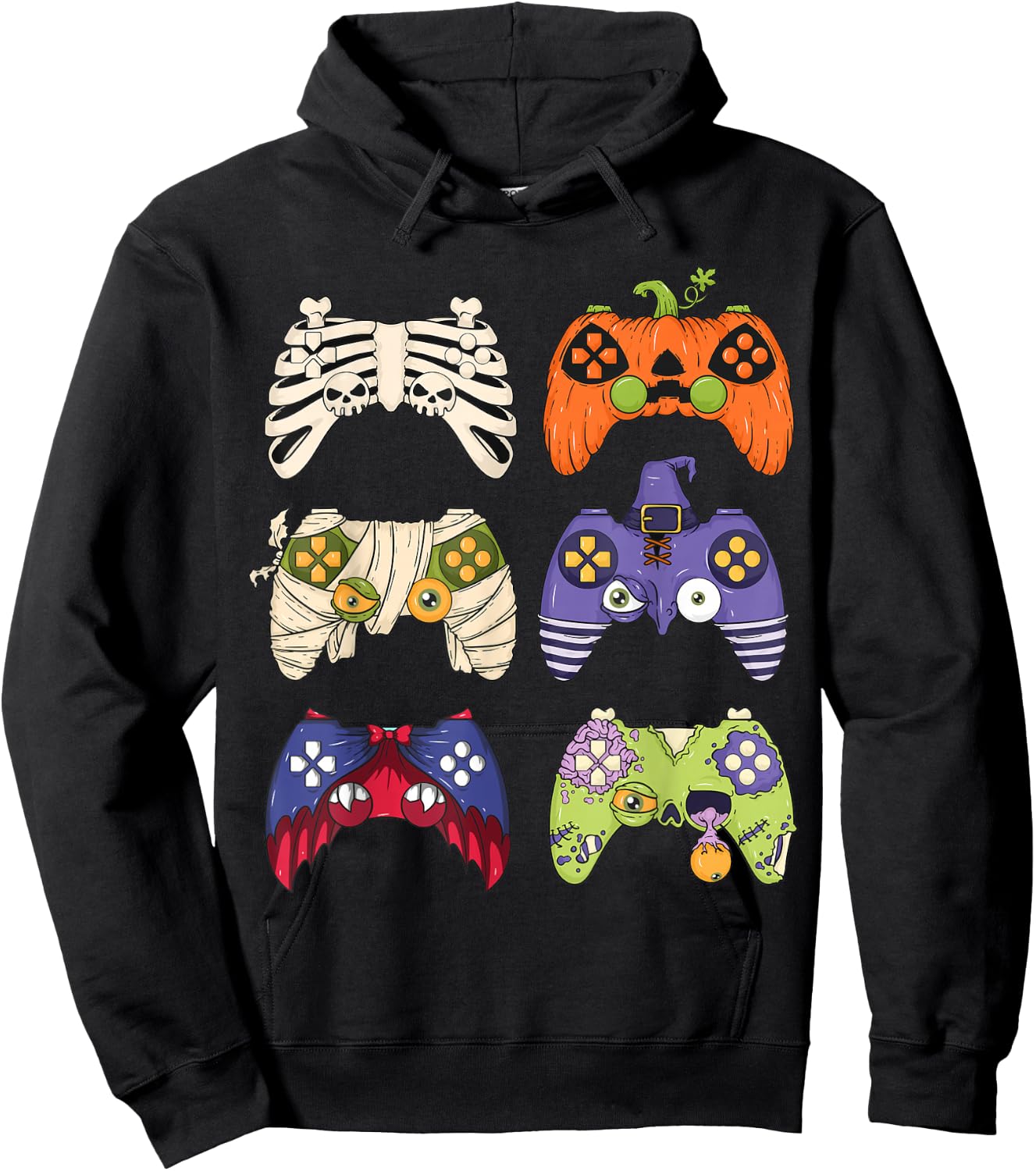 Halloween Skeleton Zombie Gaming Controller Mummy Boys gamer Hoodie - Hoodie | Black