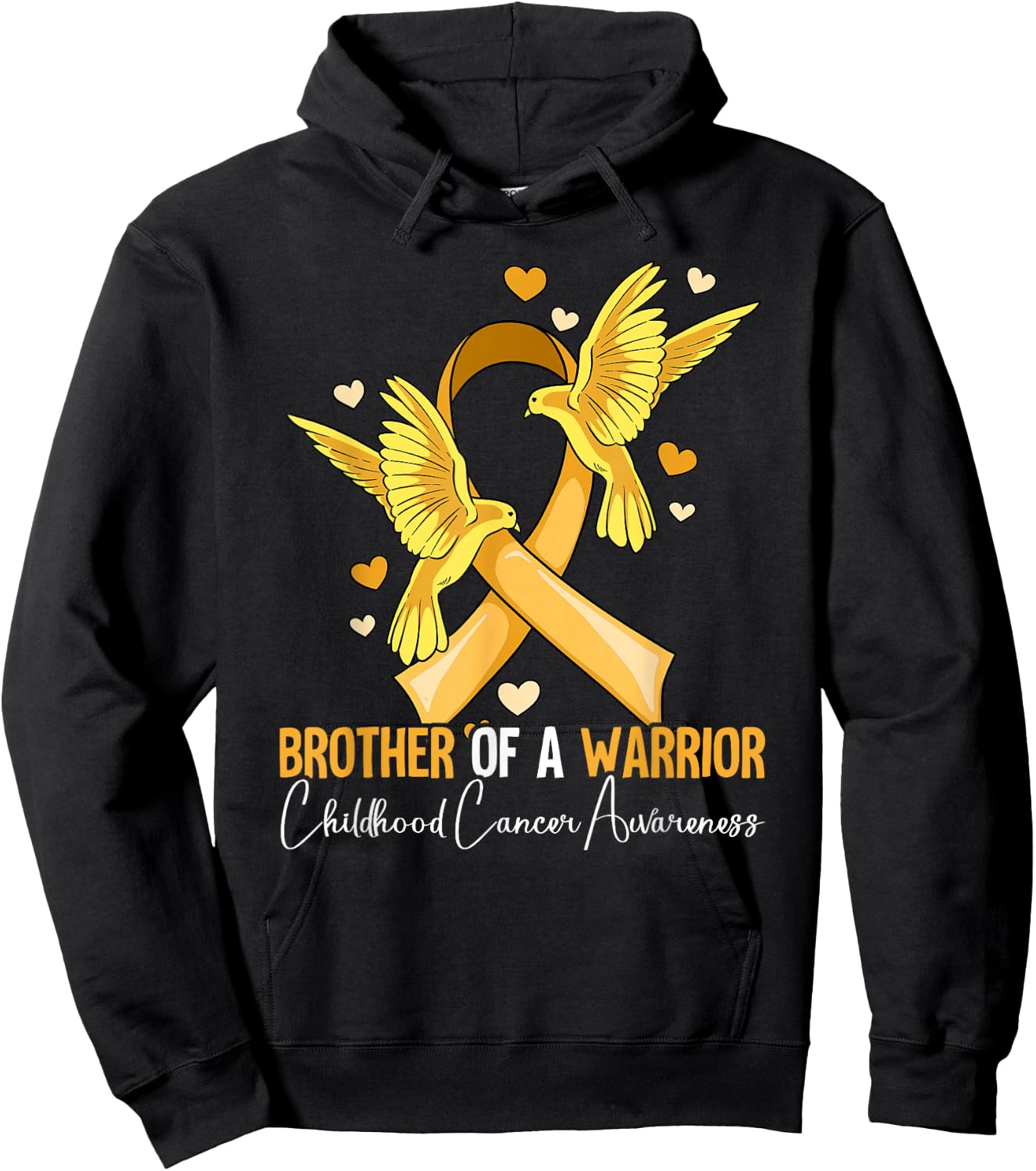 Brother Of A Warrior Childhood Cancer Awareness Hoodie - Hoodie | Black