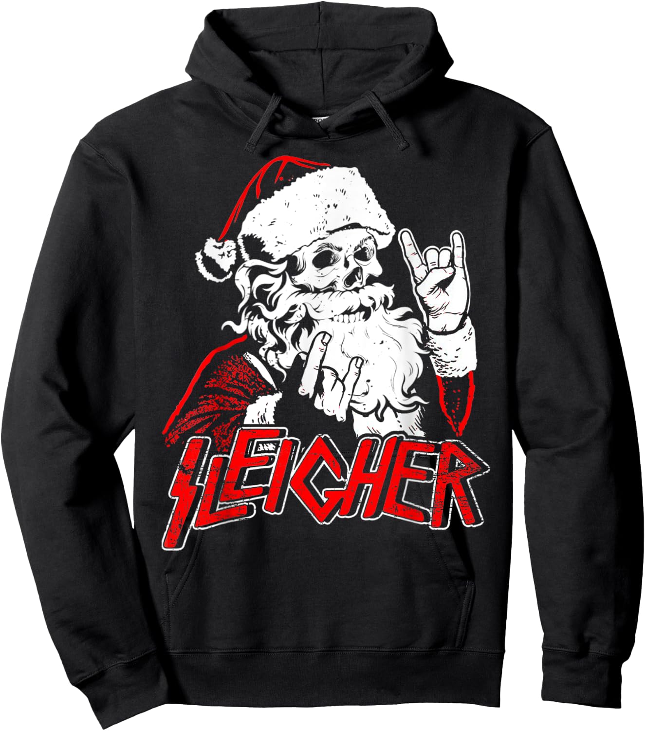 Hail Santa Claus Christmas Merry Krampus Xmas Skull Sleigher Hoodie - Hoodie | Black