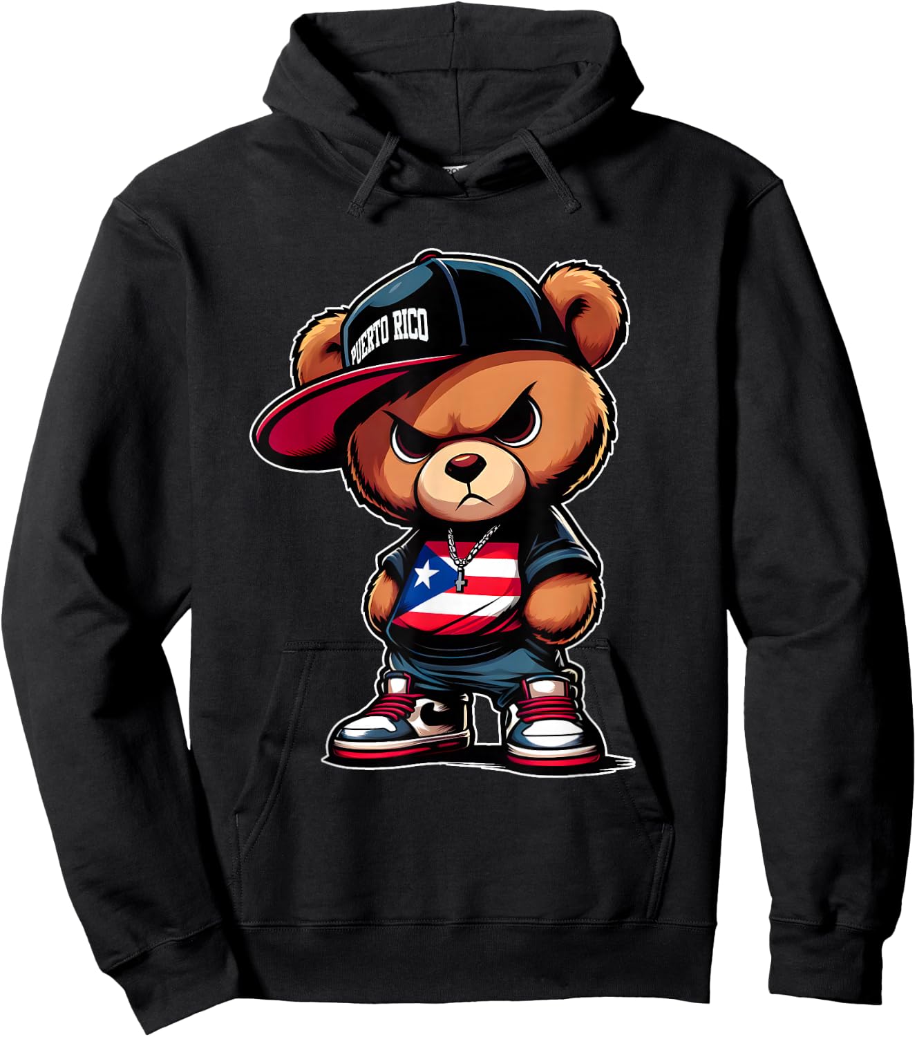 Cute Teddy Bear Puerto Rico Flag Shirt Boricua Puerto Rican Hoodie - Hoodie | Black