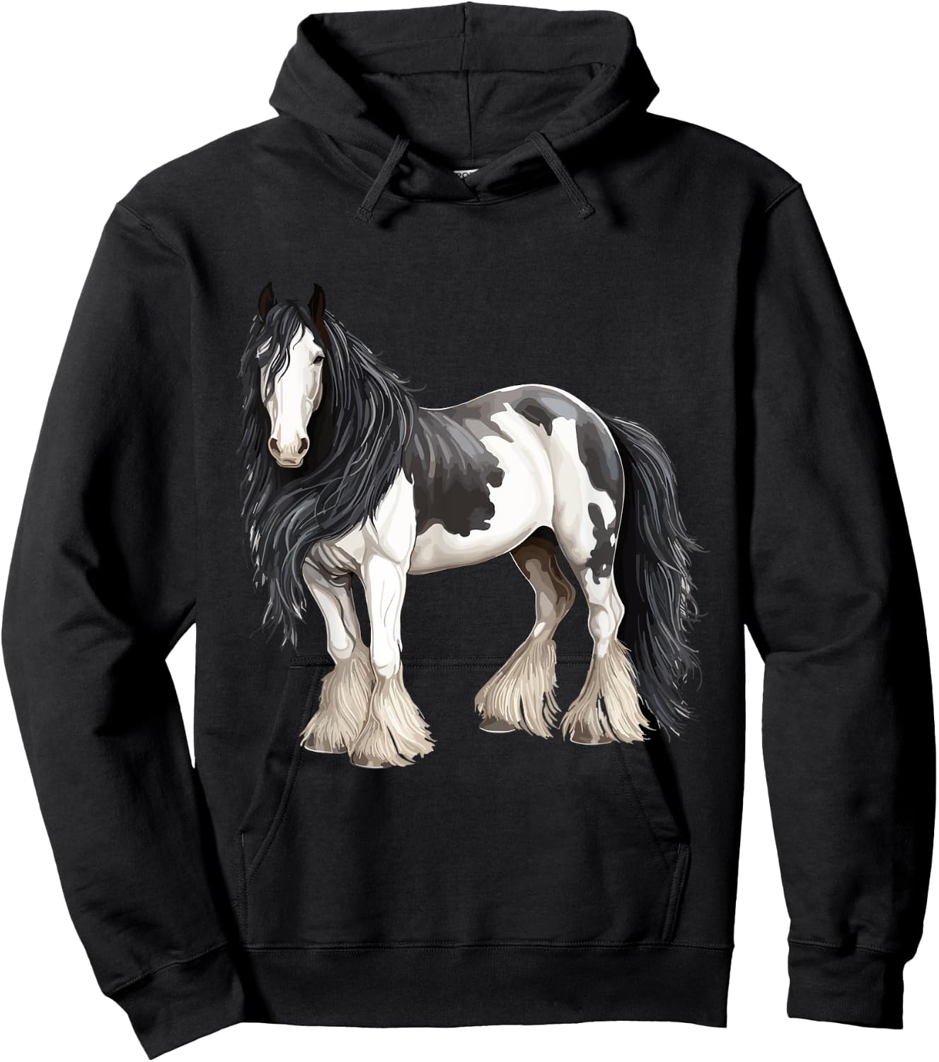 Black Gypsy Vanner Horse Lover Riding Equestrian Hoodie - Hoodie | Black