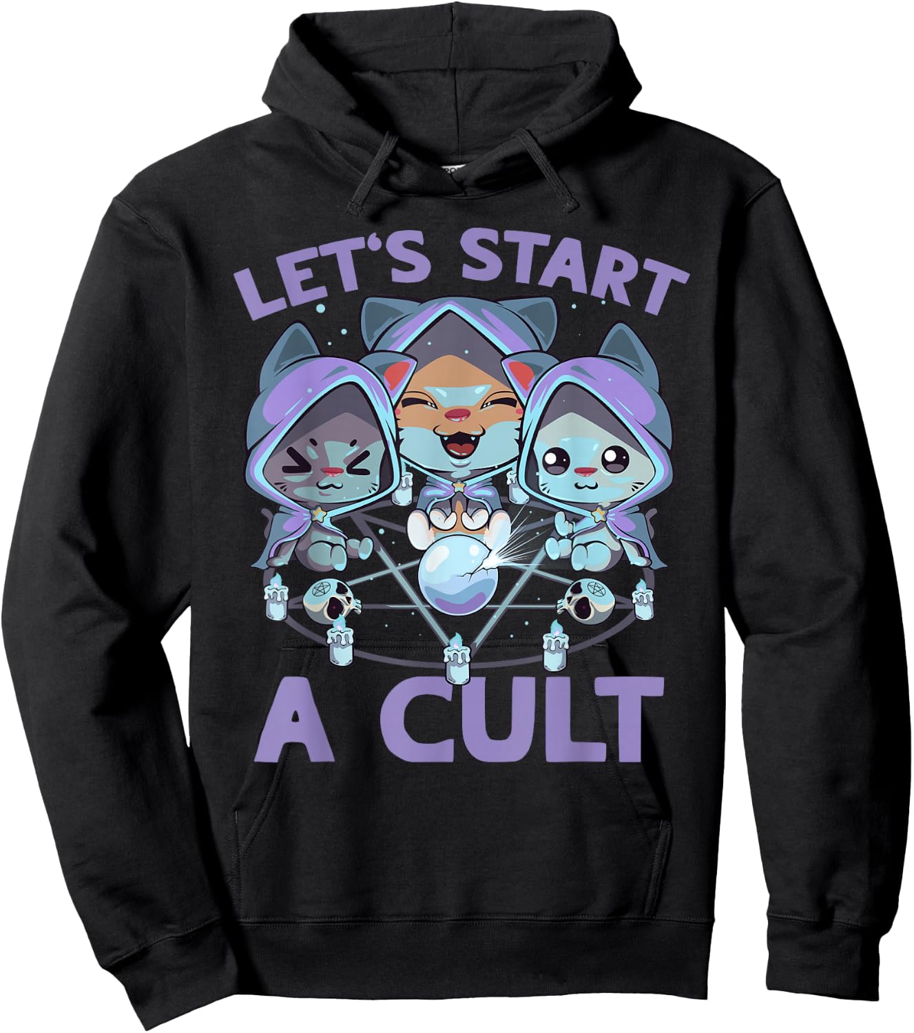 Pastel Goth Kawaii Occult Cats Summon Let's Start A Cult Cat Hoodie - Hoodie | Black