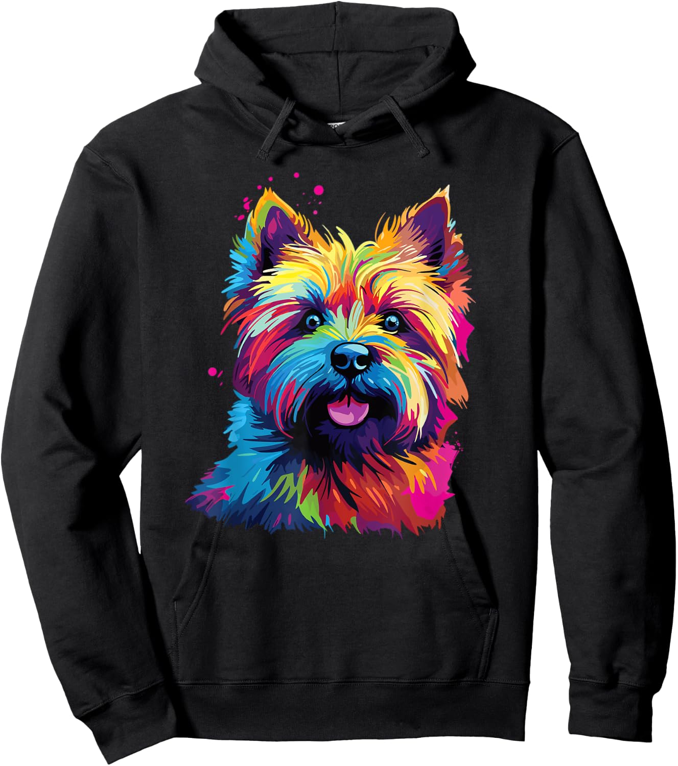 Retro Cairn Terrier Dog -Adults Multicolor Short Sleeve Small Hoodie - Hoodie | Black