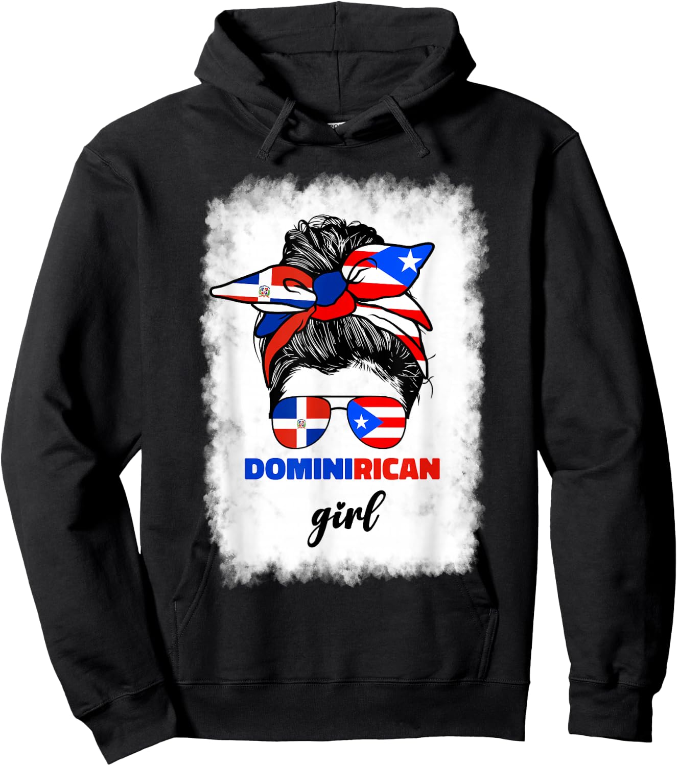 Half Dominican And Puerto Rican Rico Flag DominiRican Girl Hoodie - Hoodie | Black