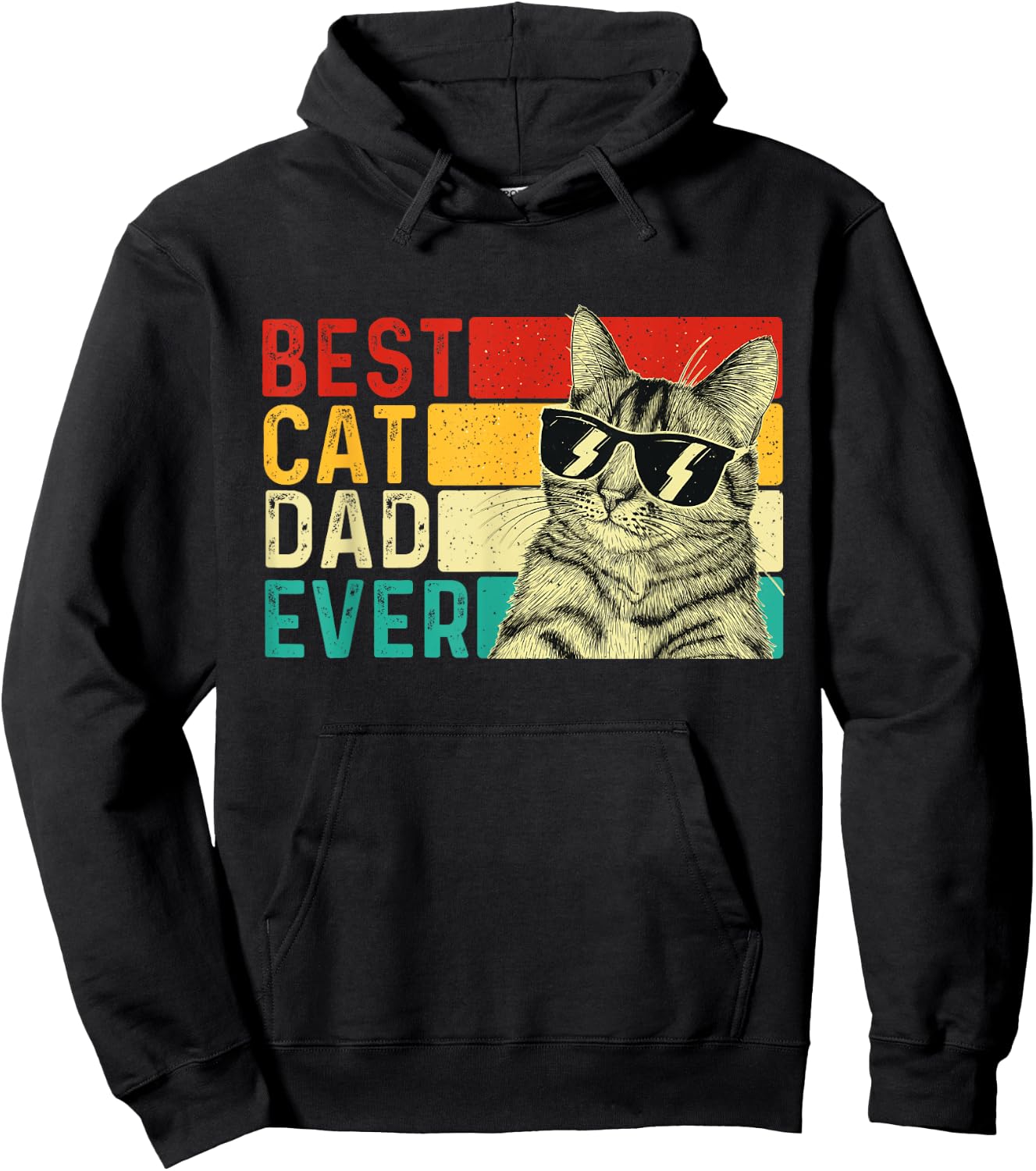 Best Cat Dad Ever - Retro Vintage Animal Pet Lover Kitten Men Women Kids Hoodie - Hoodie | Black