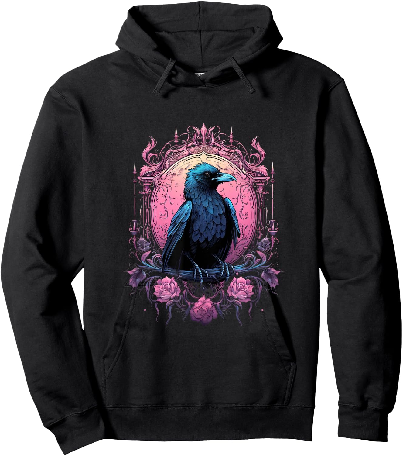 Pastel Goth Gothic Crow Bird Kawaii Anime Nu Goth Aesthetic Hoodie - Hoodie | Black