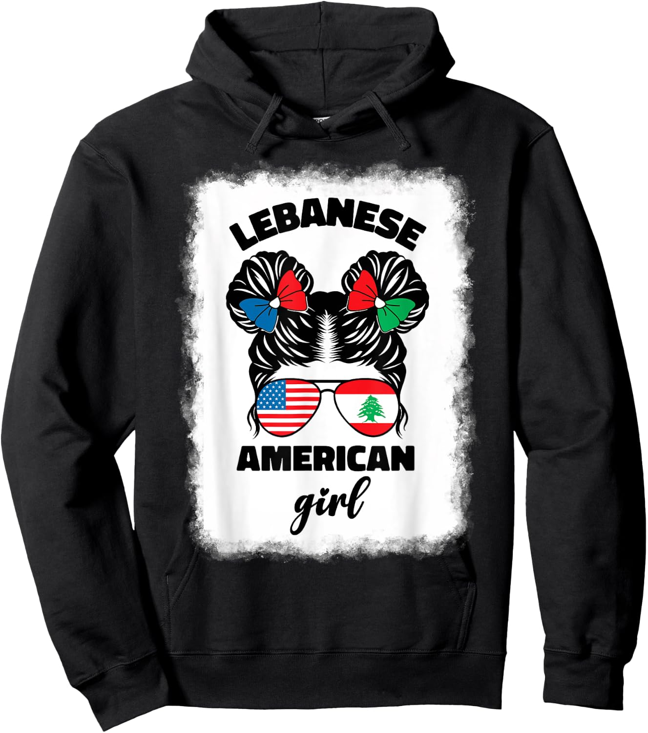 Funny Half American And Lebanese Lebanon Usa Flag Kids Girls Hoodie - Hoodie | Black