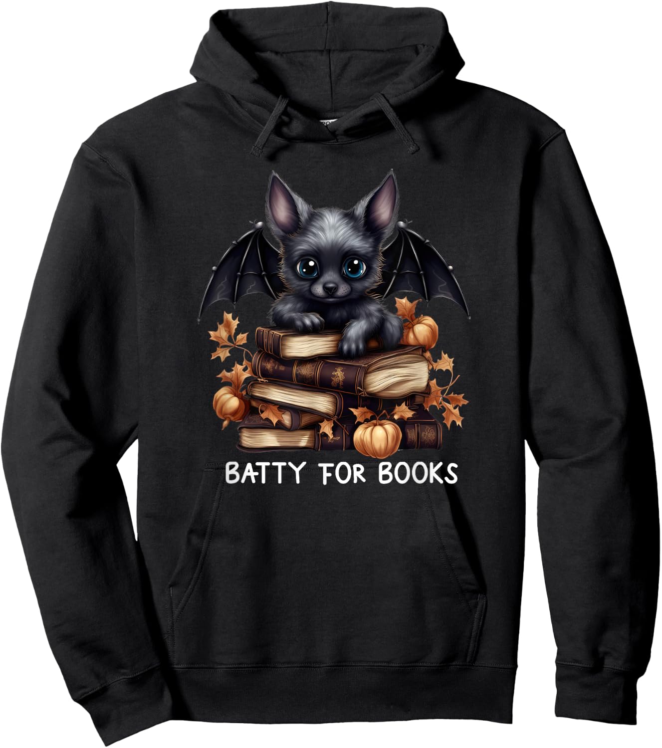 Funny Batty For Books Bat Merch Halloween Librarian Lover Hoodie - Hoodie | Black