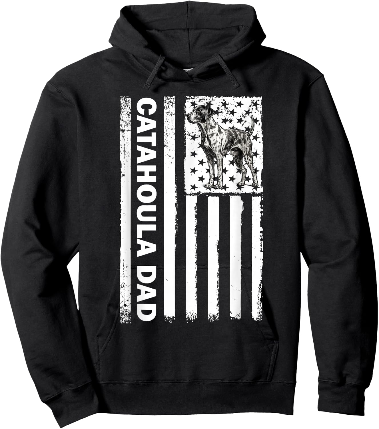 American USA Flag 4th July Catahoula Leopard Dog Hoodie - Hoodie | Black