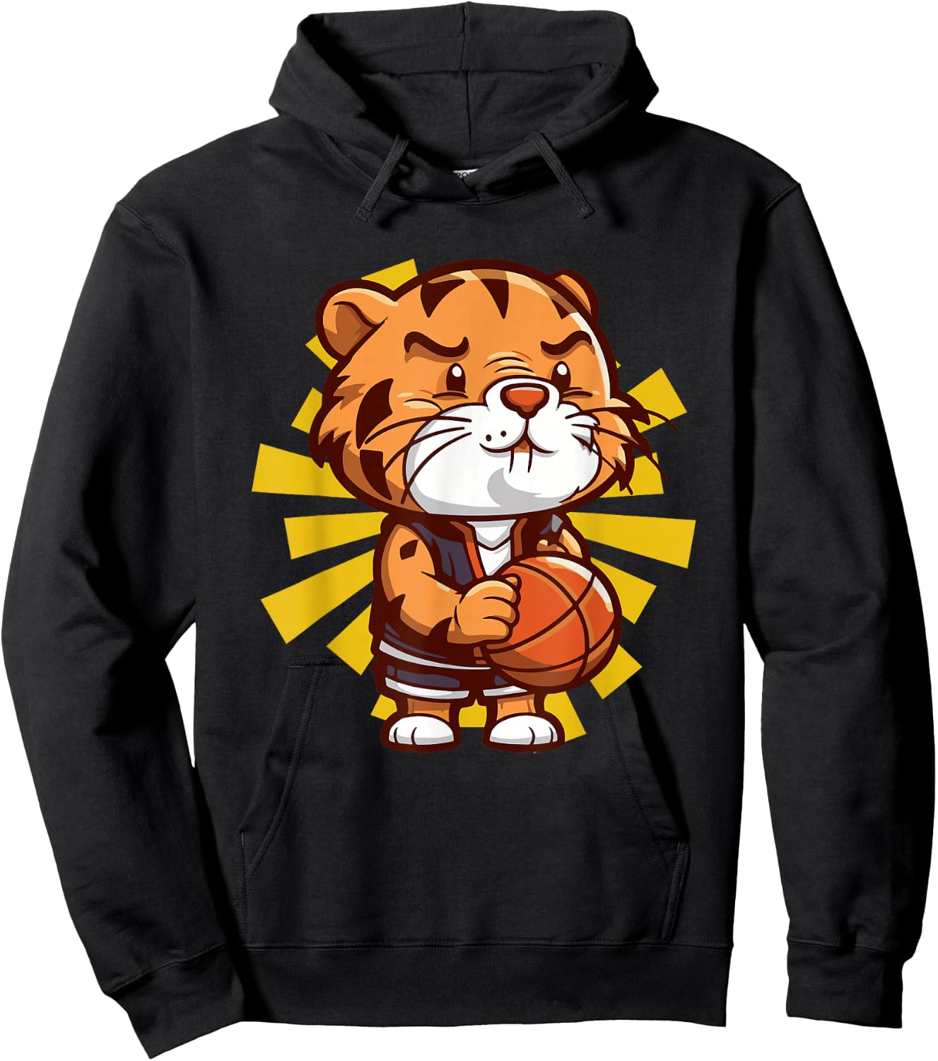 Tiger Basketball Player Ball Sports Jungle Animal Hoodie - Hoodie | Black